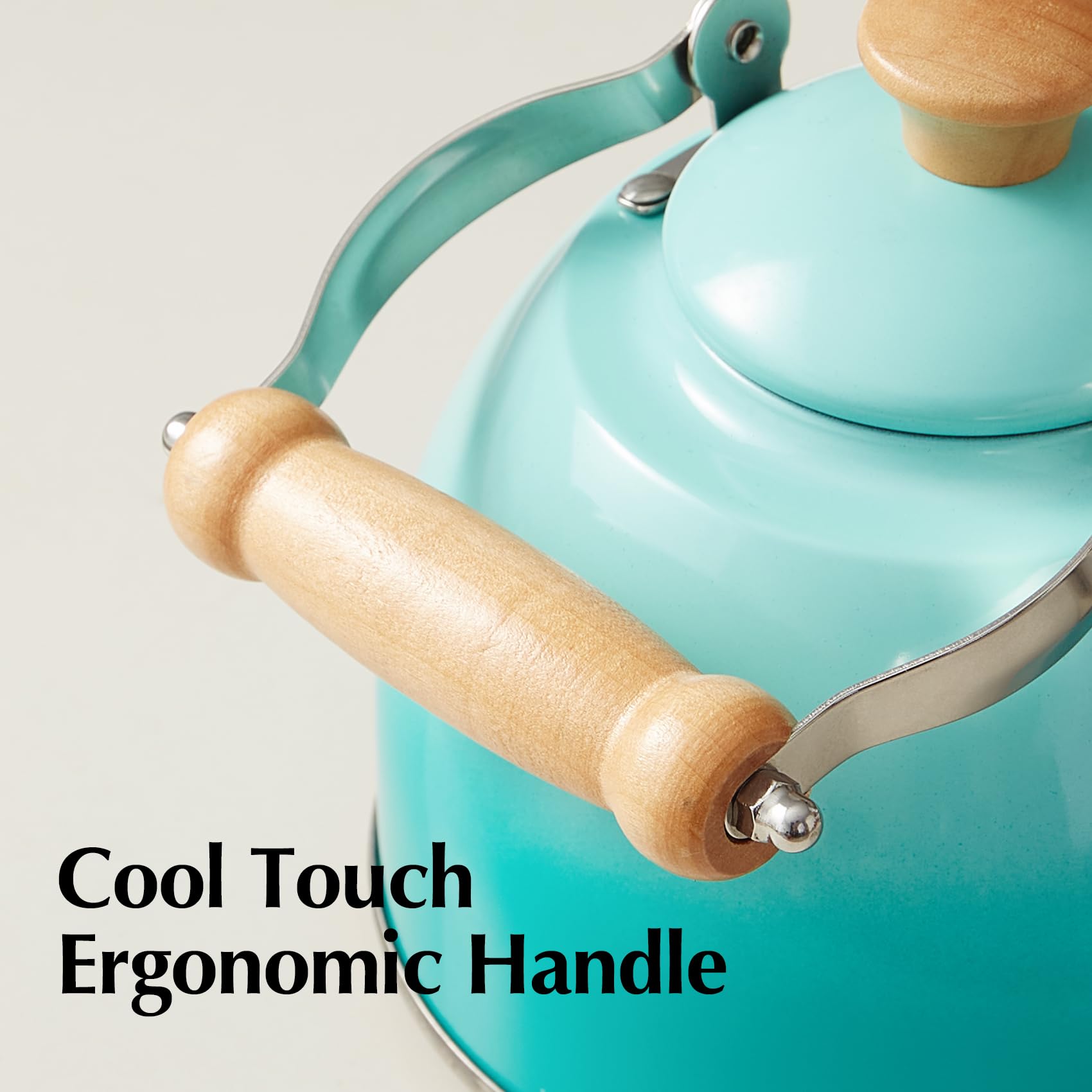 Premium Stainless Steel Whistling Tea Kettle - 1.6 Quart Stovetop Safe with Cool-Touch Ergonomic Handle, Food Grade & BPA Free - Perfect for Boiling Water, Brewing Tea, Coffee & Hot Cocoa (Green) - Ideal for Home, Office & Camping Use