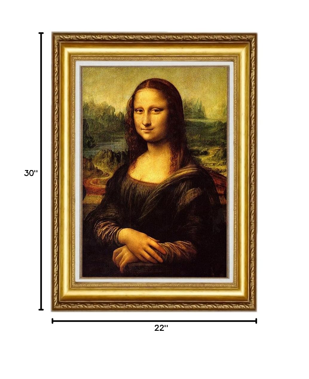 ELITEART Mona Lisa by Leonardo Da Vinci Framed Oil Painting Reproduction - 22x30 Inch Giclee Canvas Wall Art for Living Room, Office & Home Decor