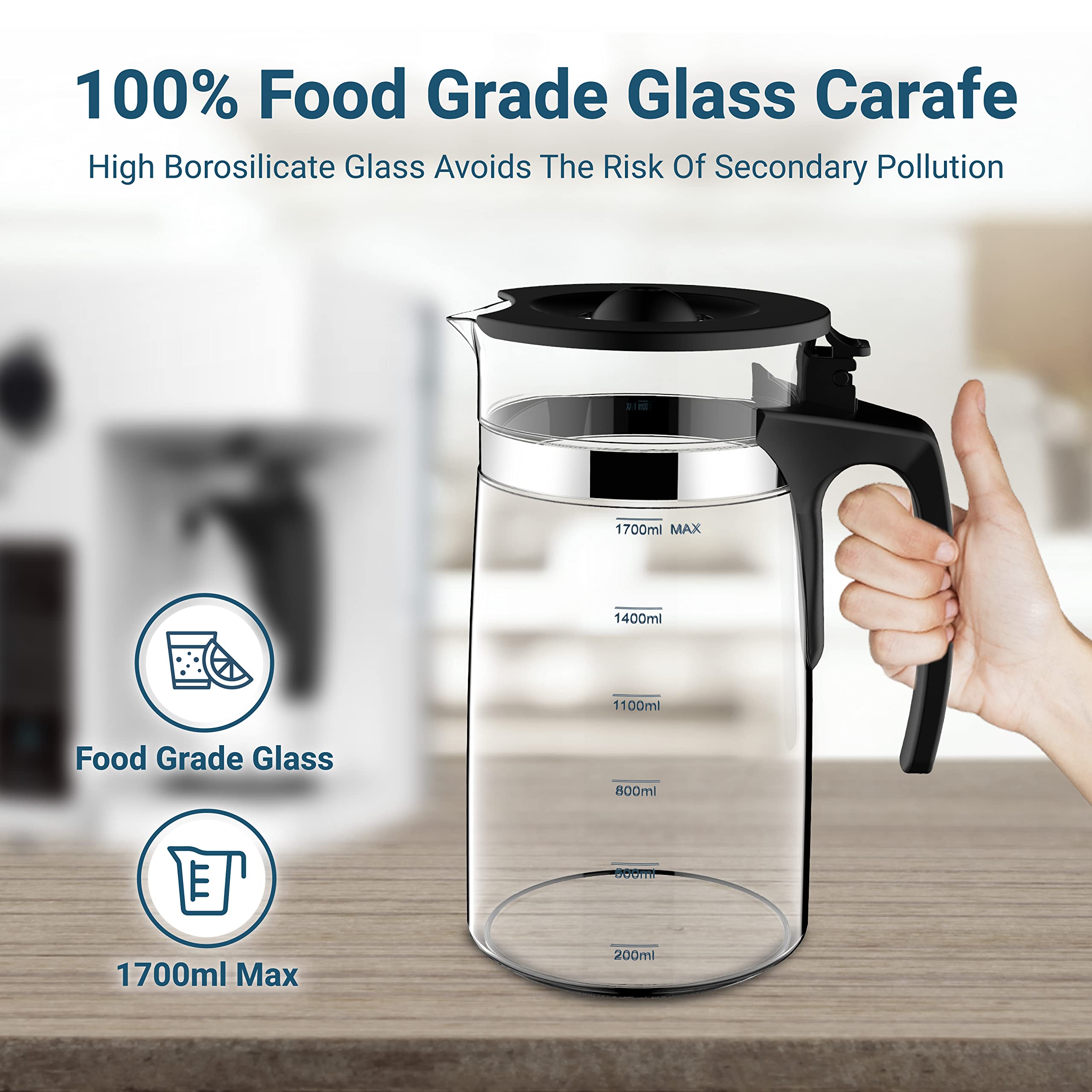 Bluevua RO100ROPOT Countertop Reverse Osmosis Water Filtration System with Extra Replacement Carafe - Perfect for Home, Office & RV Use