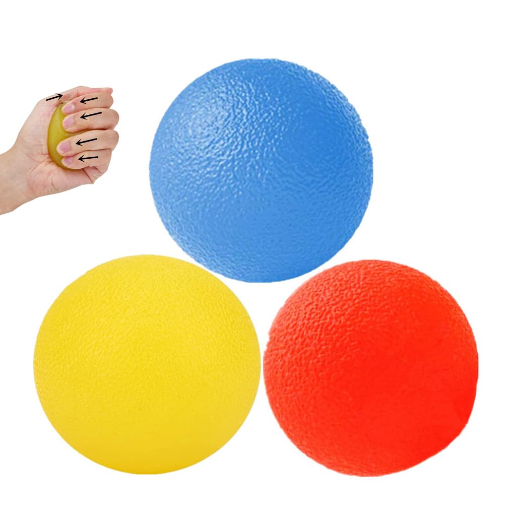 3-Pack Resistance Therapy Balls for Hand Exercise - Stress Relief & Grip Strength Trainer for Adults - Finger, Wrist & Arthritis Pain Relief - Perfect for Office, Gym & Home Rehabilitation