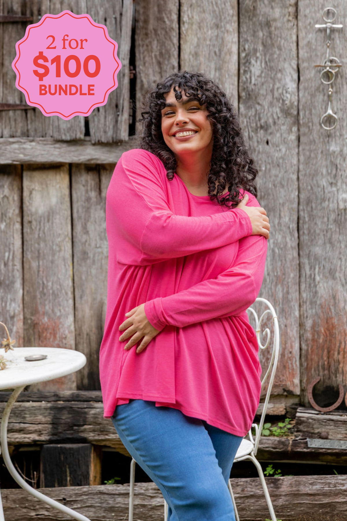Barbie Pink Harlow Knit Top for Women - Soft & Comfortable Casual Wear for Everyday Outfits & Layering