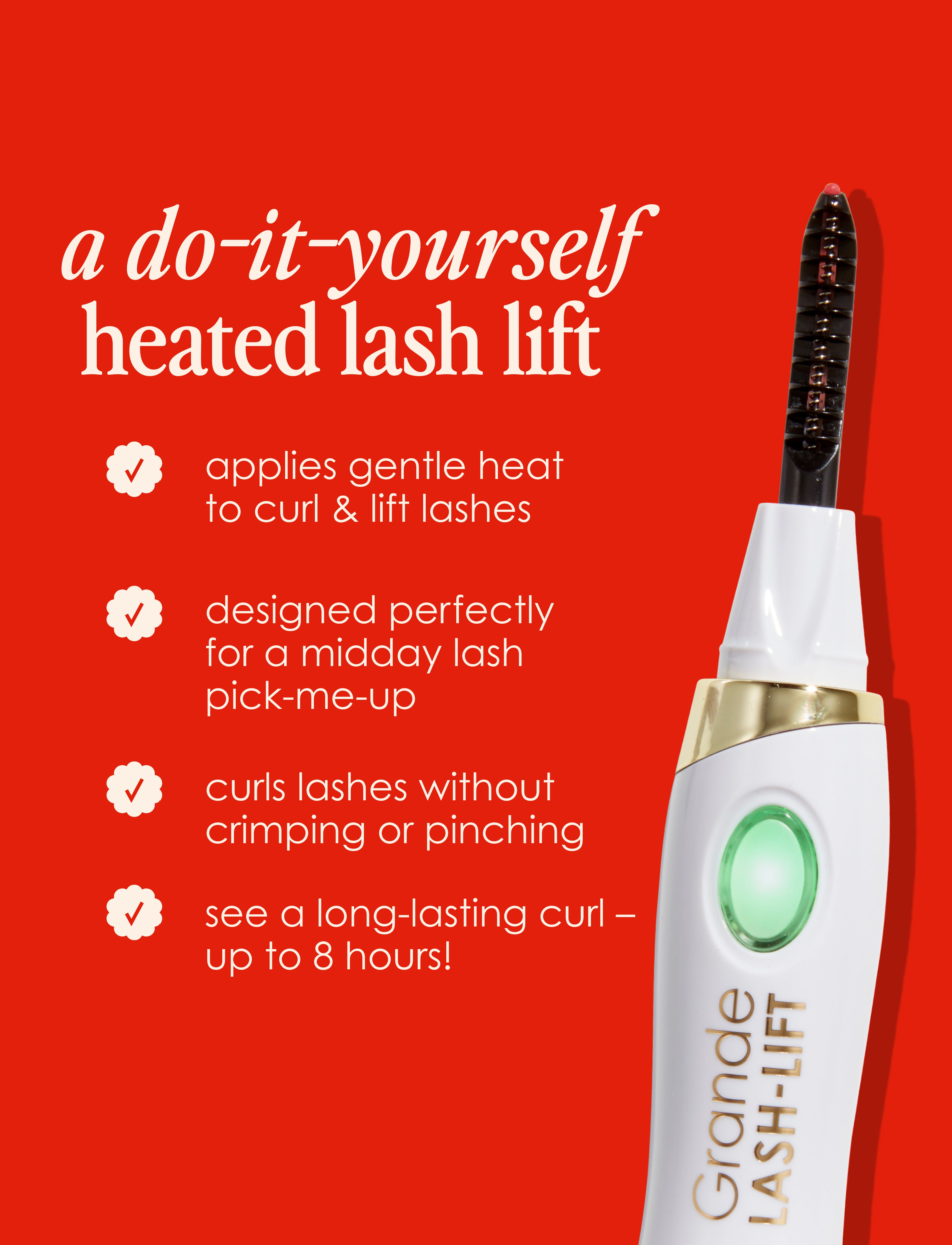 GrandeLASH Lift Heated Eyelash Curler - Professional Lash Curling Tool for Stunning Lashes | Perfect for Home Use, Salons & Special Occasions