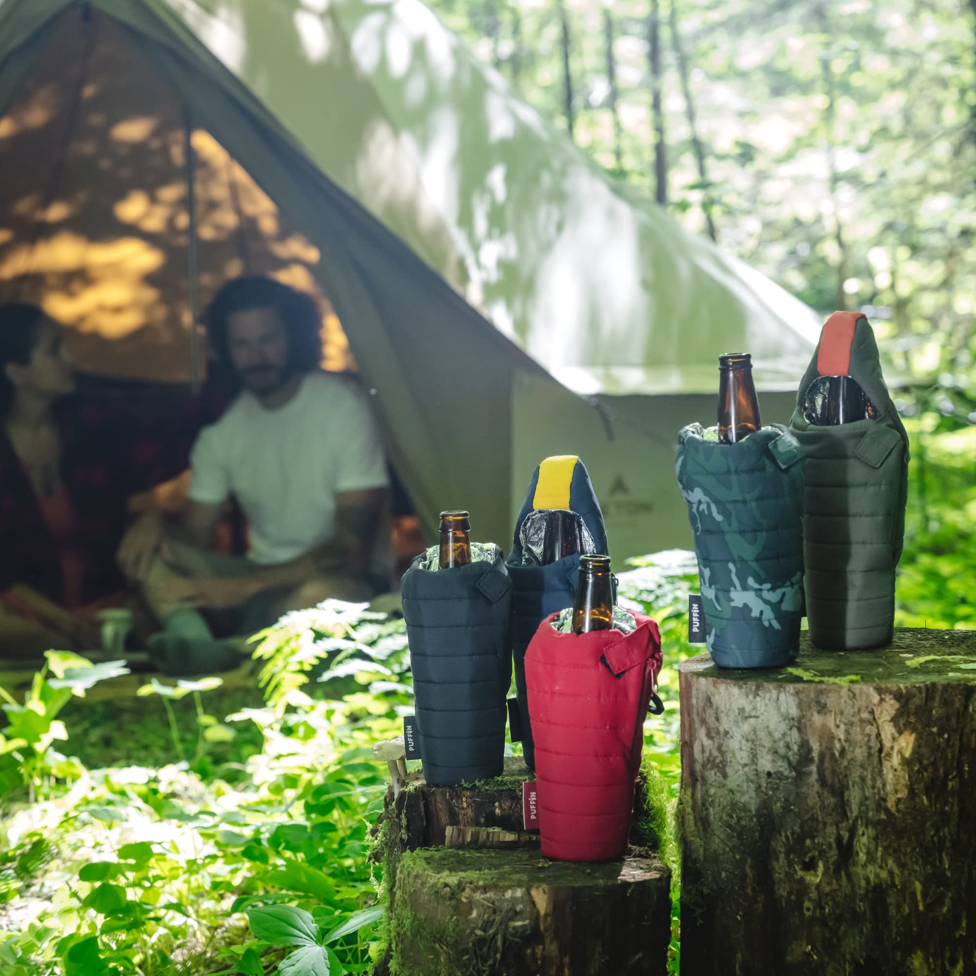 Puffin Insulated Beer Cooler - Blue & Gold for Camping & Picnics