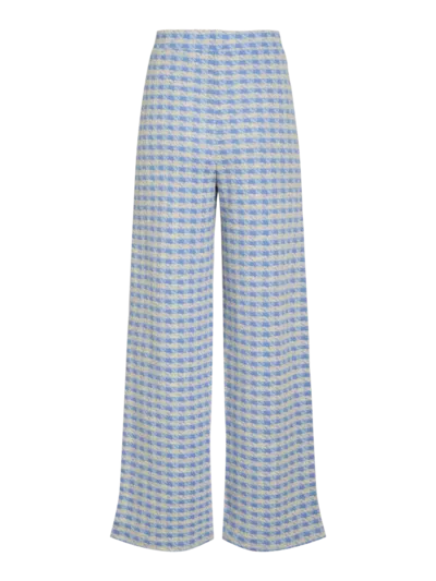 Gesta High Waist Wide Leg Pants for Women - Kentucky Blue Flowy Trousers | Comfortable Lounge Pants for Yoga, Office & Casual Wear