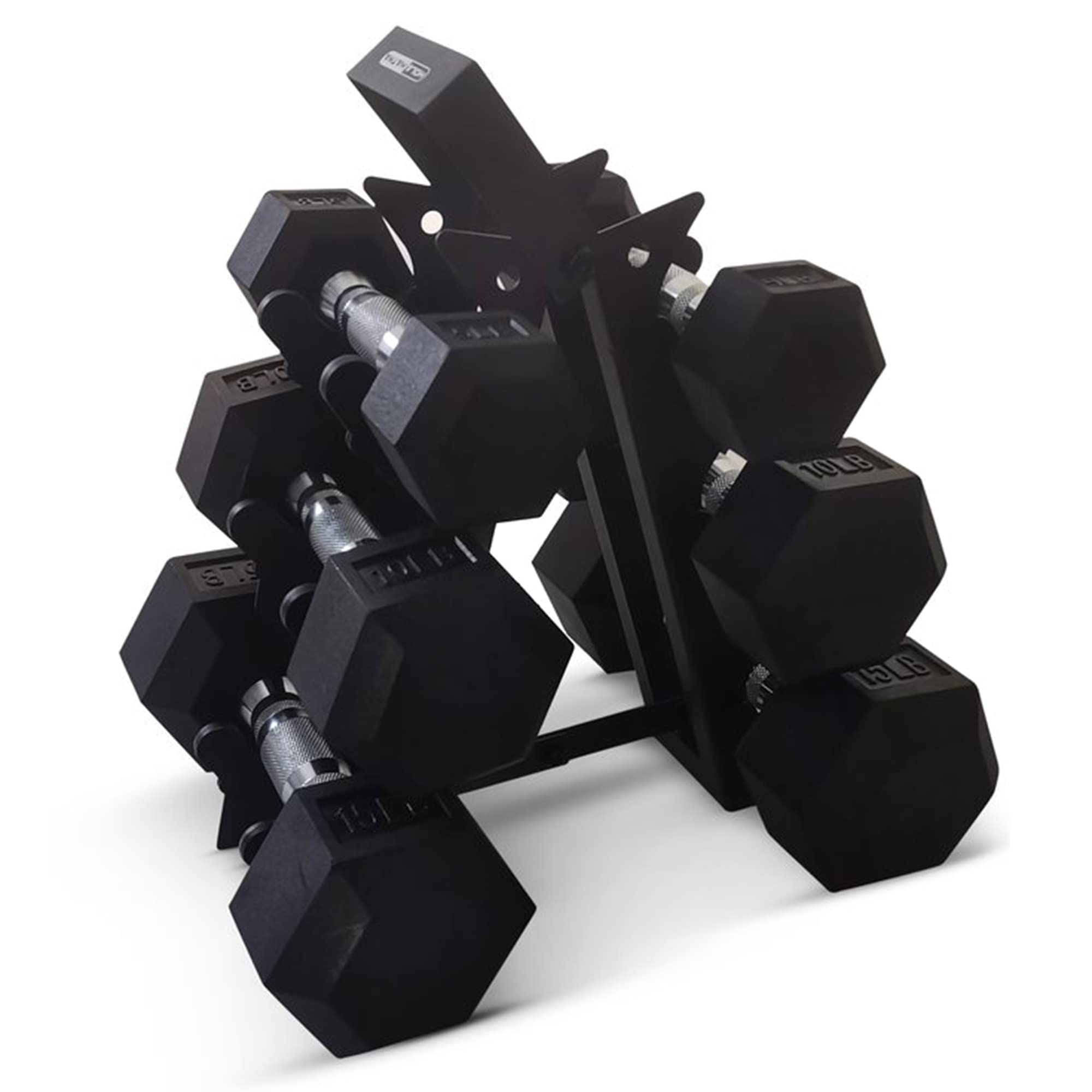 Hexagonal Dumbbell Set with Storage Rack - 6-Piece Free Weights for Home Gym, Strength Training & Fitness Workouts - Perfect for CrossFit, HIIT, and Muscle Building Exercises