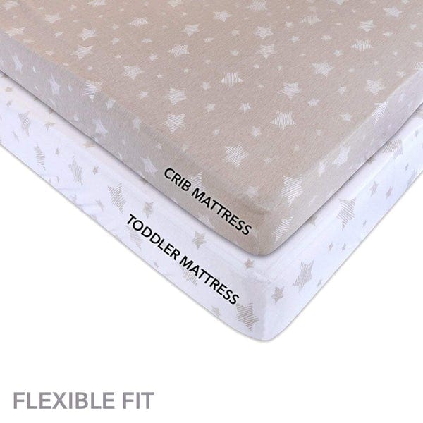 Elys & Co 2 Pack 100% Cotton Crib & Toddler Bed Sheets - Soft Breathable Nursery Bedding for Boys & Girls - Perfect for Daycare, Home Nursery & Travel