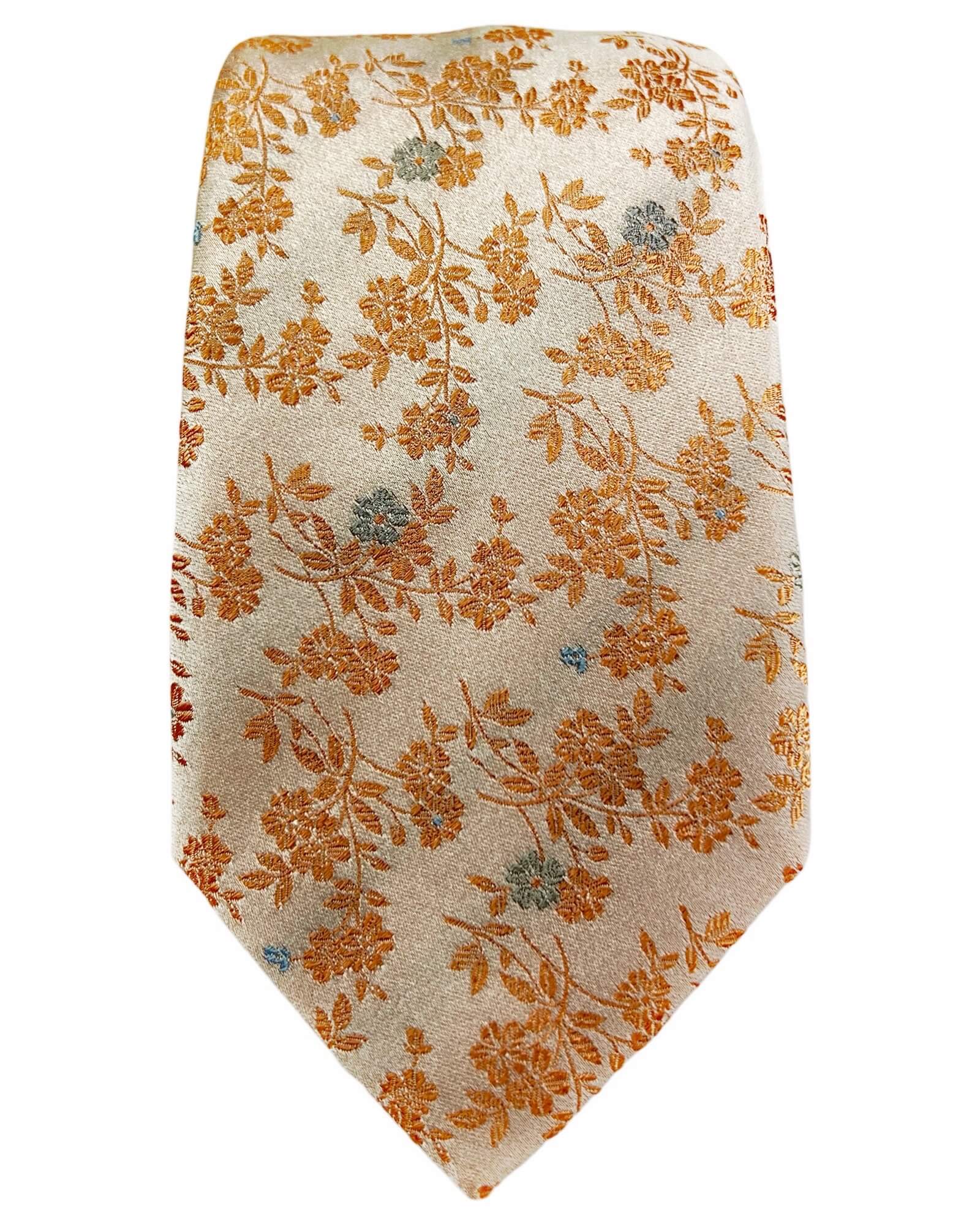 DÉCLIC Belluno Floral Tie Orange - Stylish Floral Pattern Necktie for Men, Perfect for Weddings, Parties & Business Events