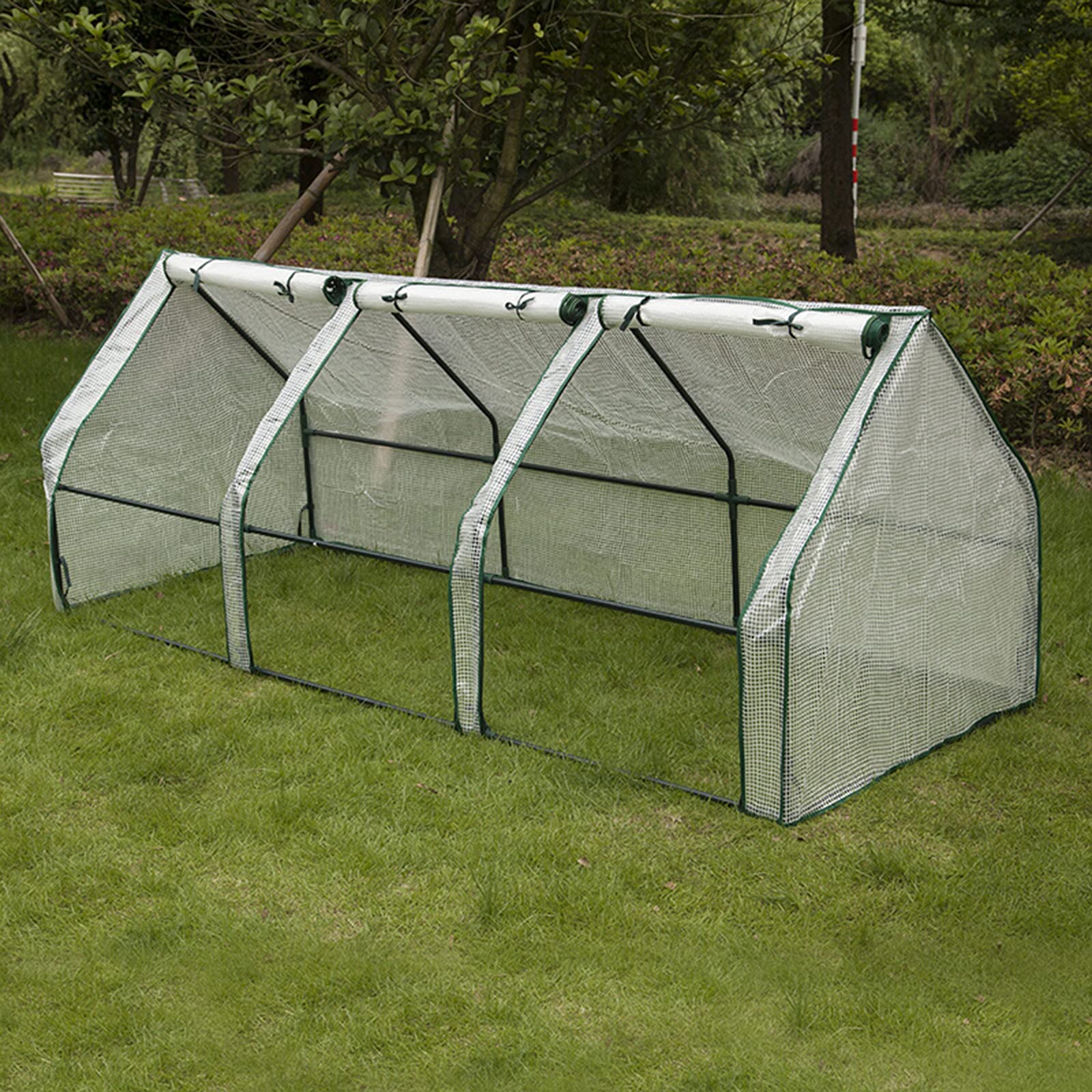 WMQ Portable Tunnel Greenhouse for Outdoor Garden - Mini Hot House with Zipper Doors & Waterproof UV Cover (270×88×90cm/106×35×35in) - Perfect for Seed Starting, Plant Protection & Winter Gardening
