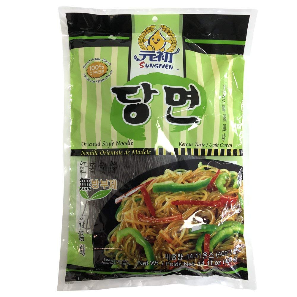 Korean Sweet Potato Glass Noodles - Gluten-Free Vermicelli Pasta for Stir Fry & Soup (14.1oz Pack of 4)