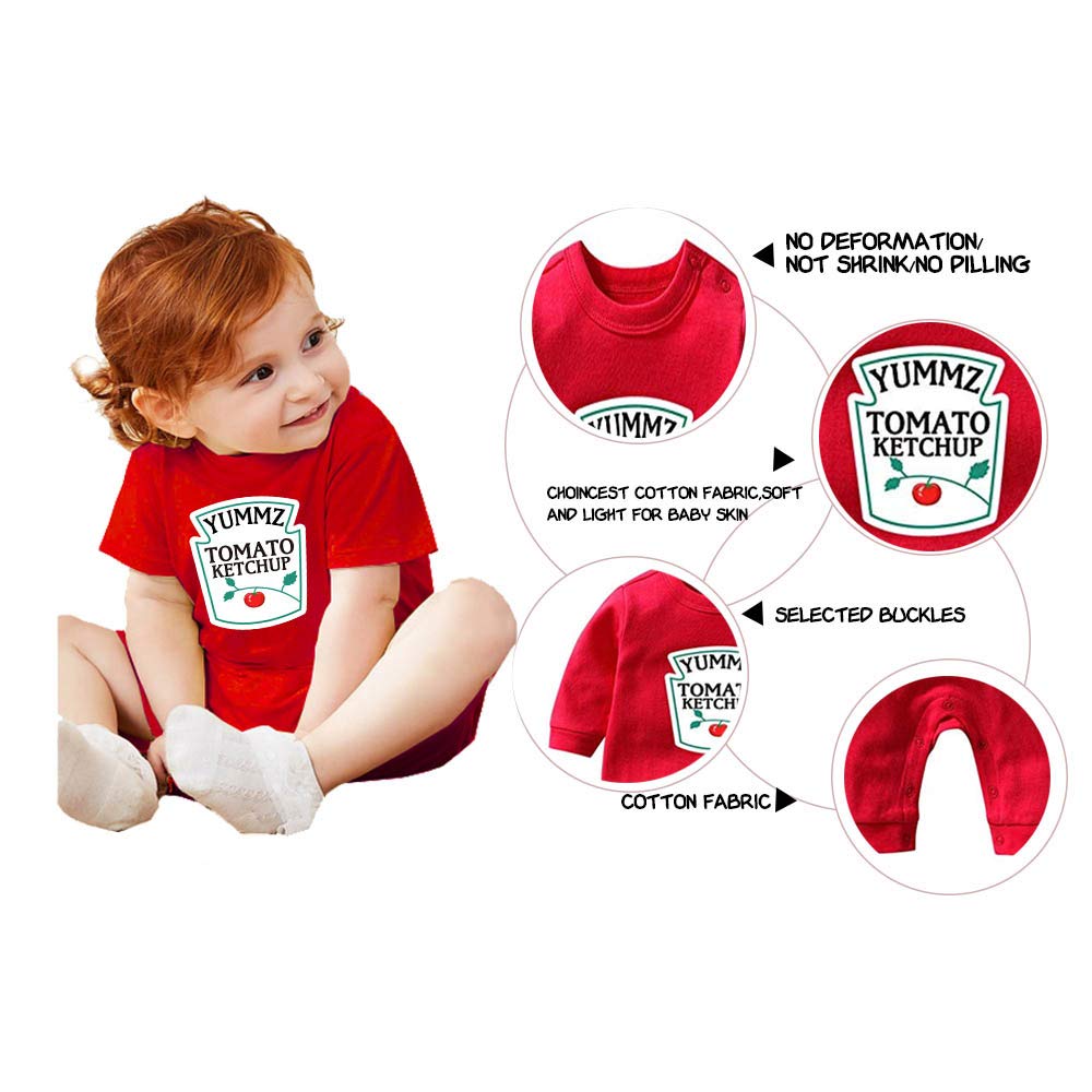 YSCULBUTOL Baby Bodysuit - Adorable Tomato Ketchup & Mustard Red Yellow Twins Set for Boys & Girls | Matching Twin Outfits for Siblings, Photo Shoots & Special Occasions