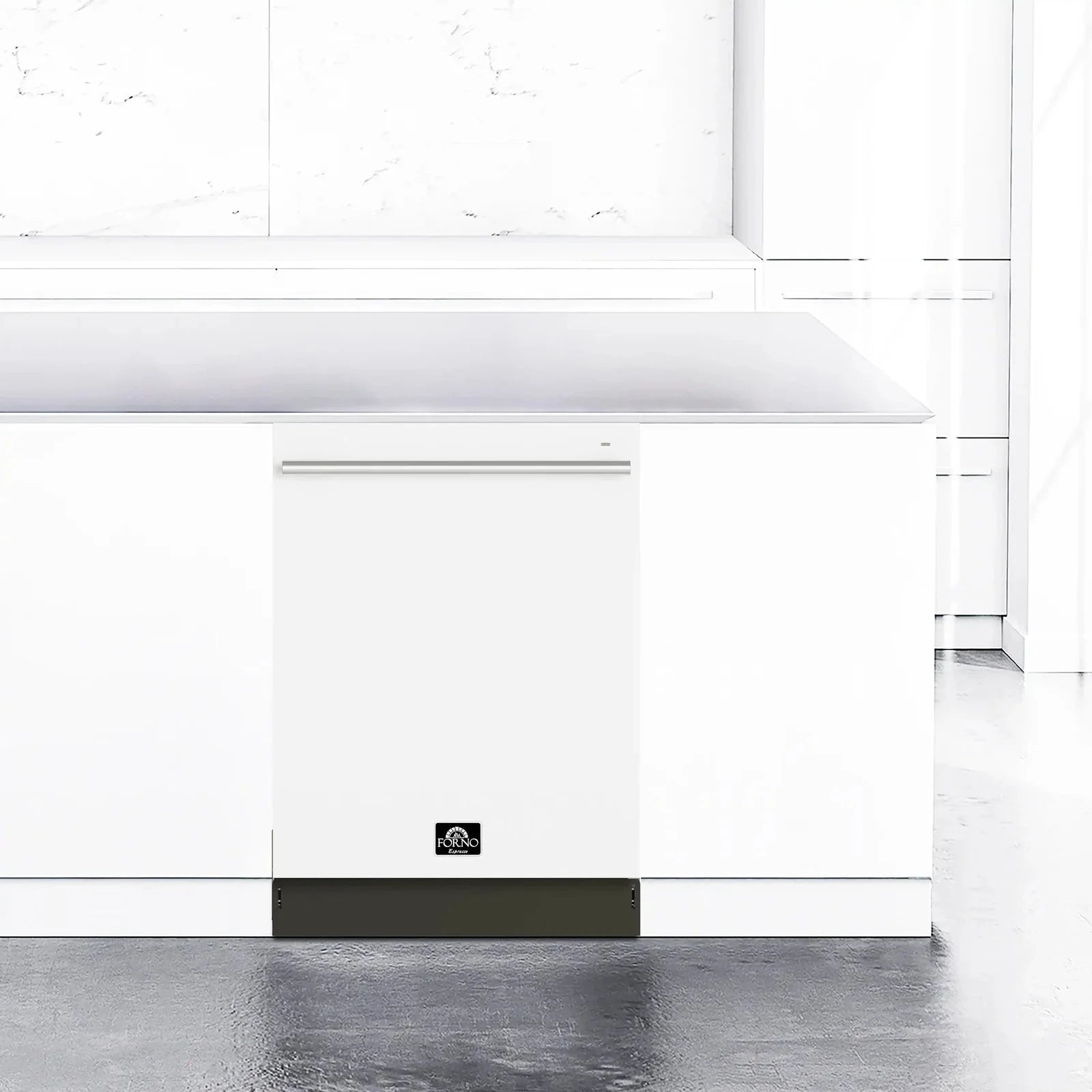 Forno Romano FDWBI8035 24-Inch Built-In Dishwasher in White with Stainless Steel Handle - Energy Efficient, Quiet Operation for Modern Kitchens | Perfect for Small Families and Open-Concept Homes