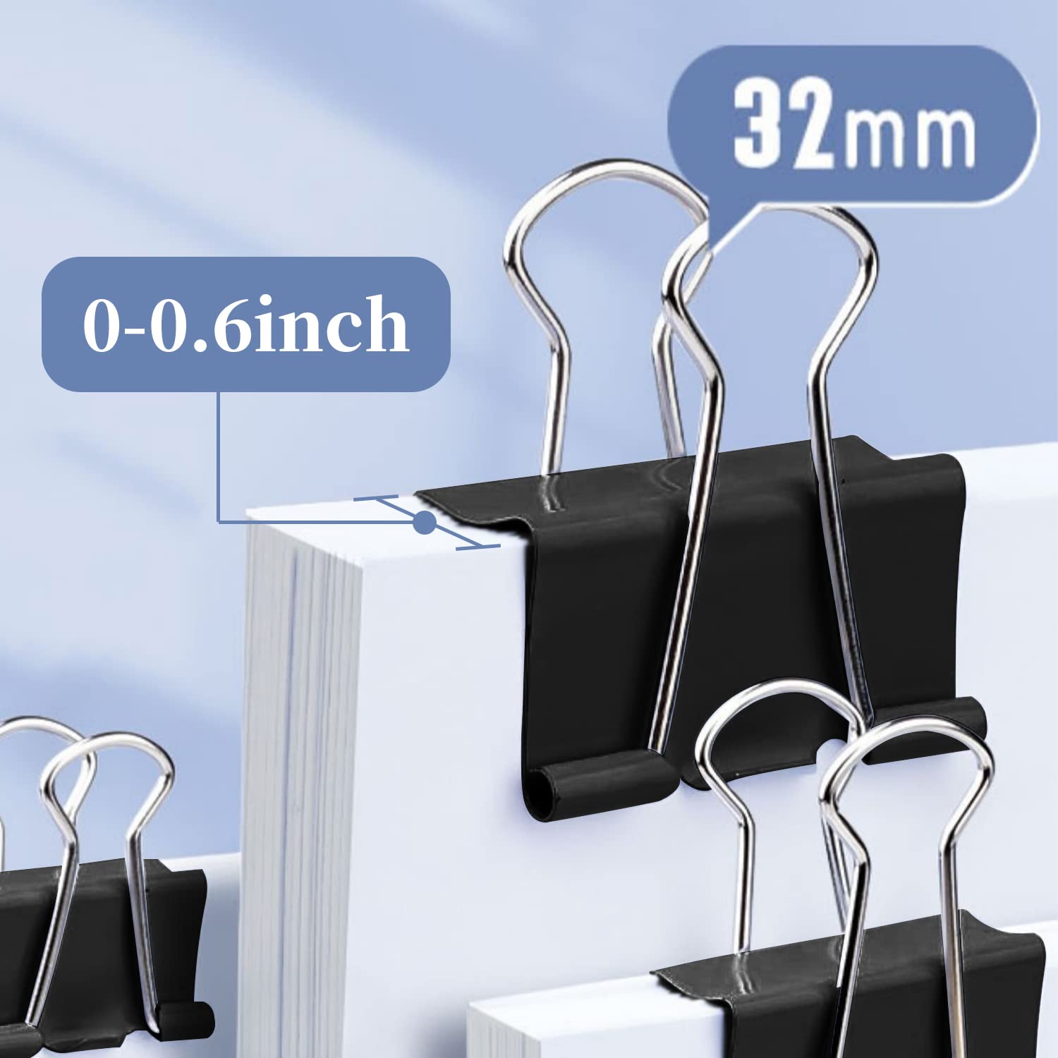 30 Pcs Medium Binder Clips 1.25 Inch (32mm) - Black Metal Paper Clamps with Storage Box for Office, School & Business | Perfect for Organizing Documents, Files, and Presentations