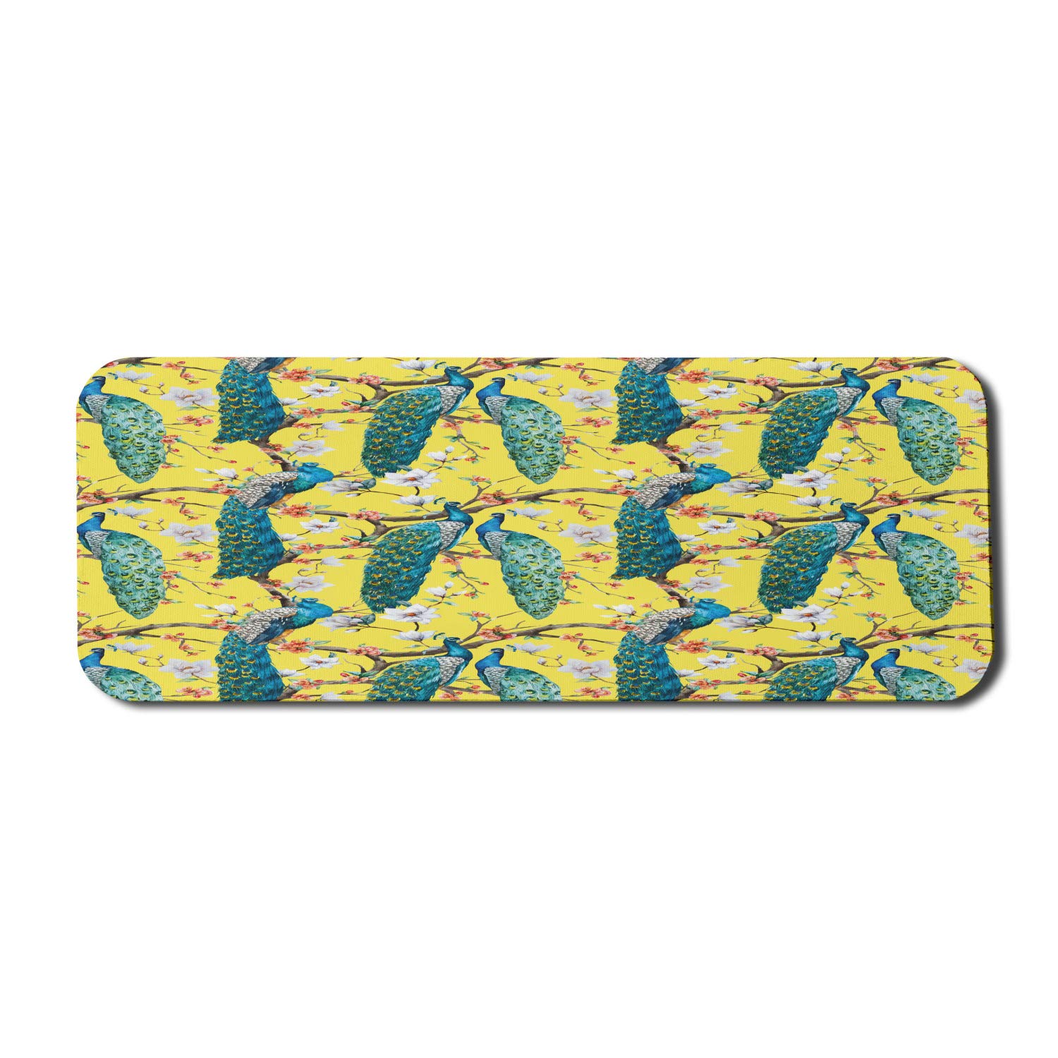 Ambesonne Colorful Watercolor Peacock Mouse Pad - Non-Slip Rubber Gaming Mousepad (31
