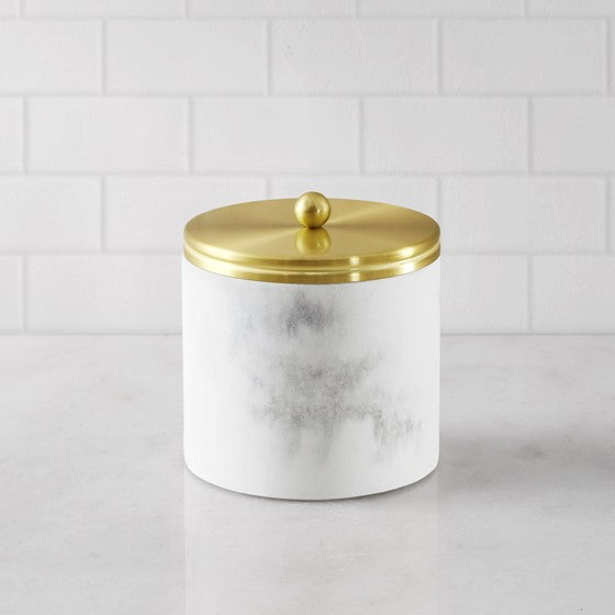 Elegant Corsica Marbled Resin Jar - Handcrafted Decorative Storage Container for Bathroom, Kitchen & Home Organization | Perfect for Cotton Balls, Candles & Makeup Brushes
