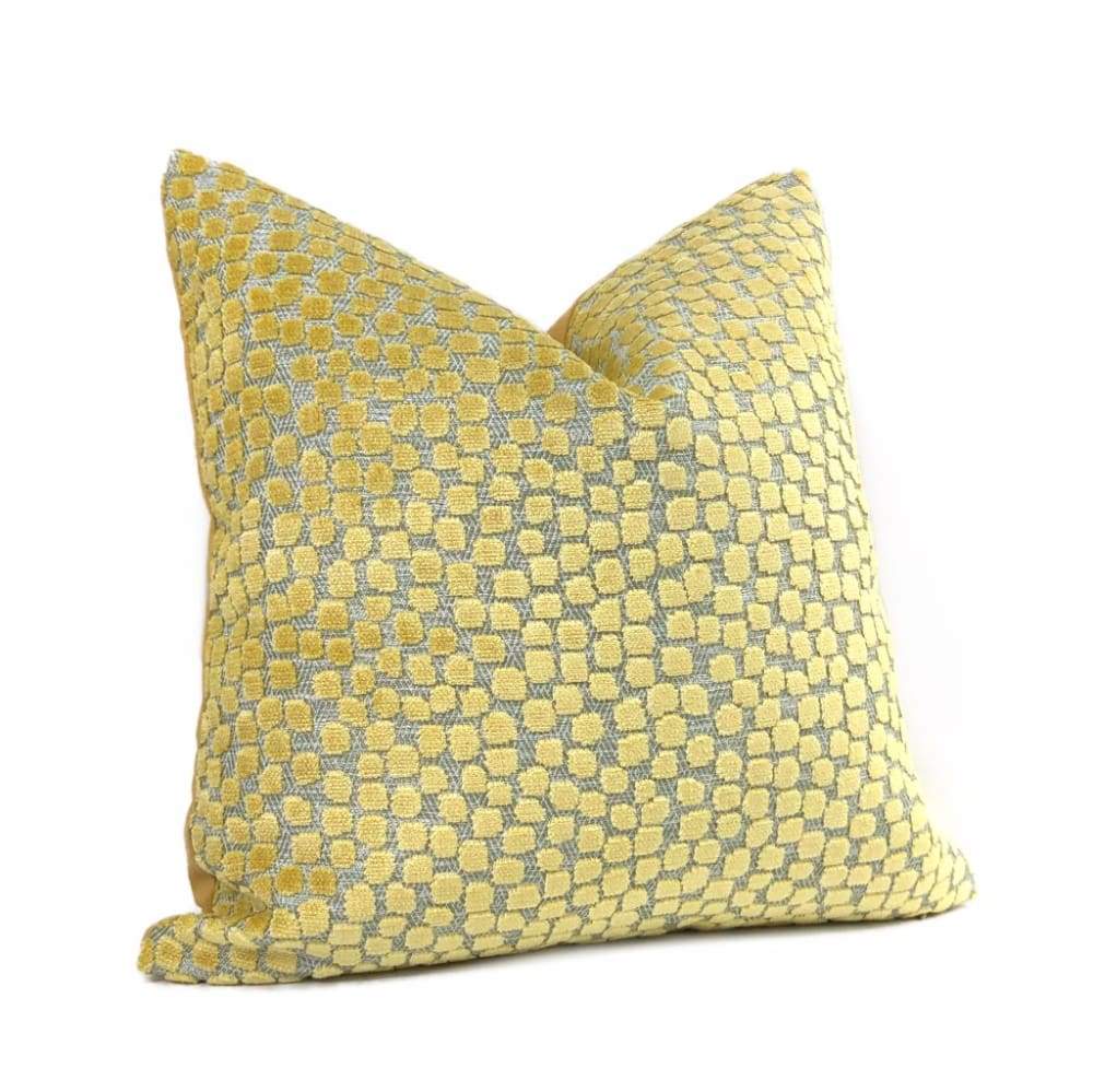 Flurries Citrine Yellow Cut Velvet Dots Pillow Cover - Luxurious Velvet Cushion Case for Sofa, Bed & Home Decor - Perfect for Living Room, Bedroom & Cozy Spaces
