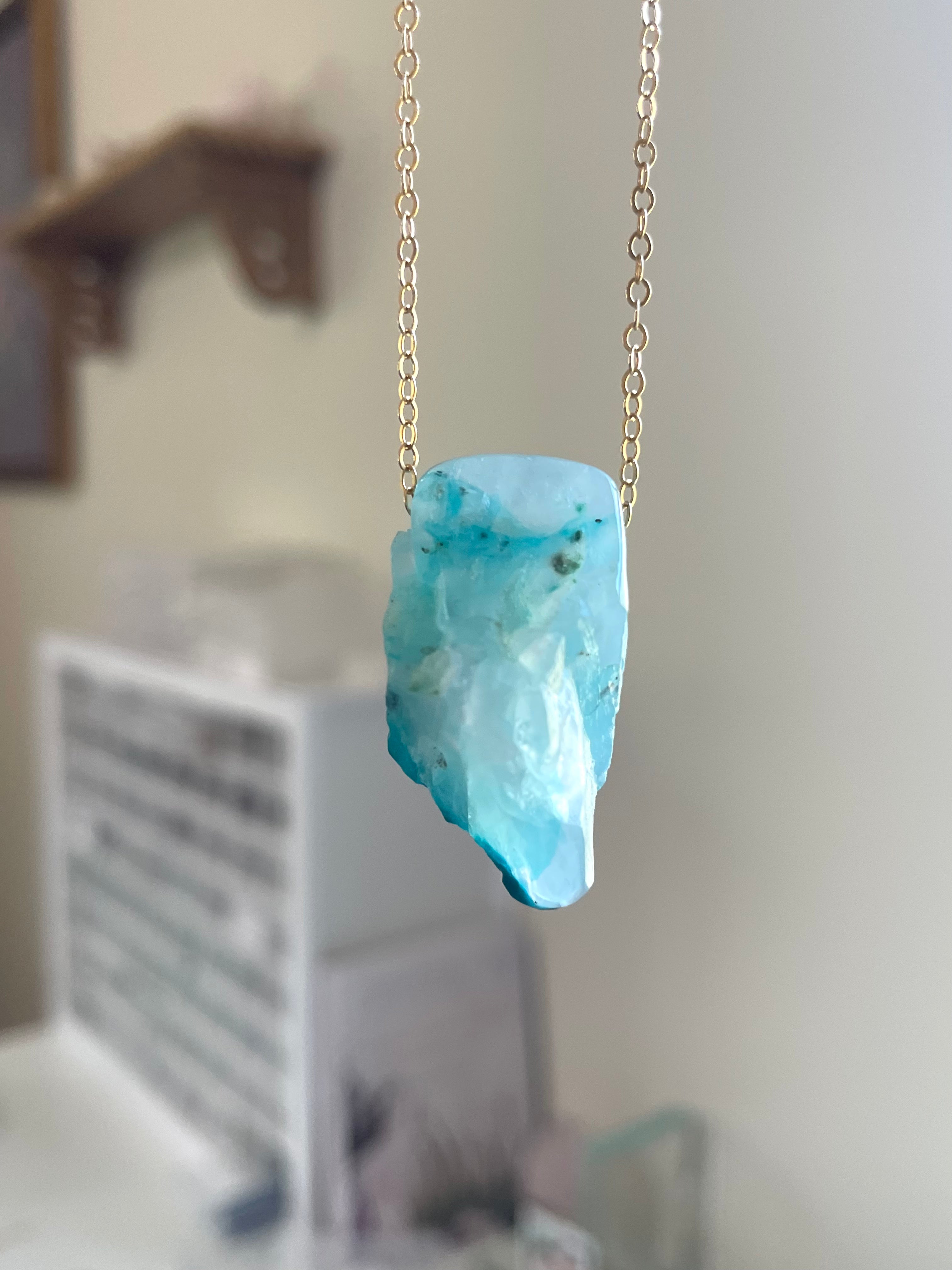 Raw Chrysocolla Pendant Necklace - Natural Stone Jewelry for Women, Healing Crystal Necklace for Spiritual Energy & Chakra Balancing | Perfect for Meditation, Yoga & Boho Fashion