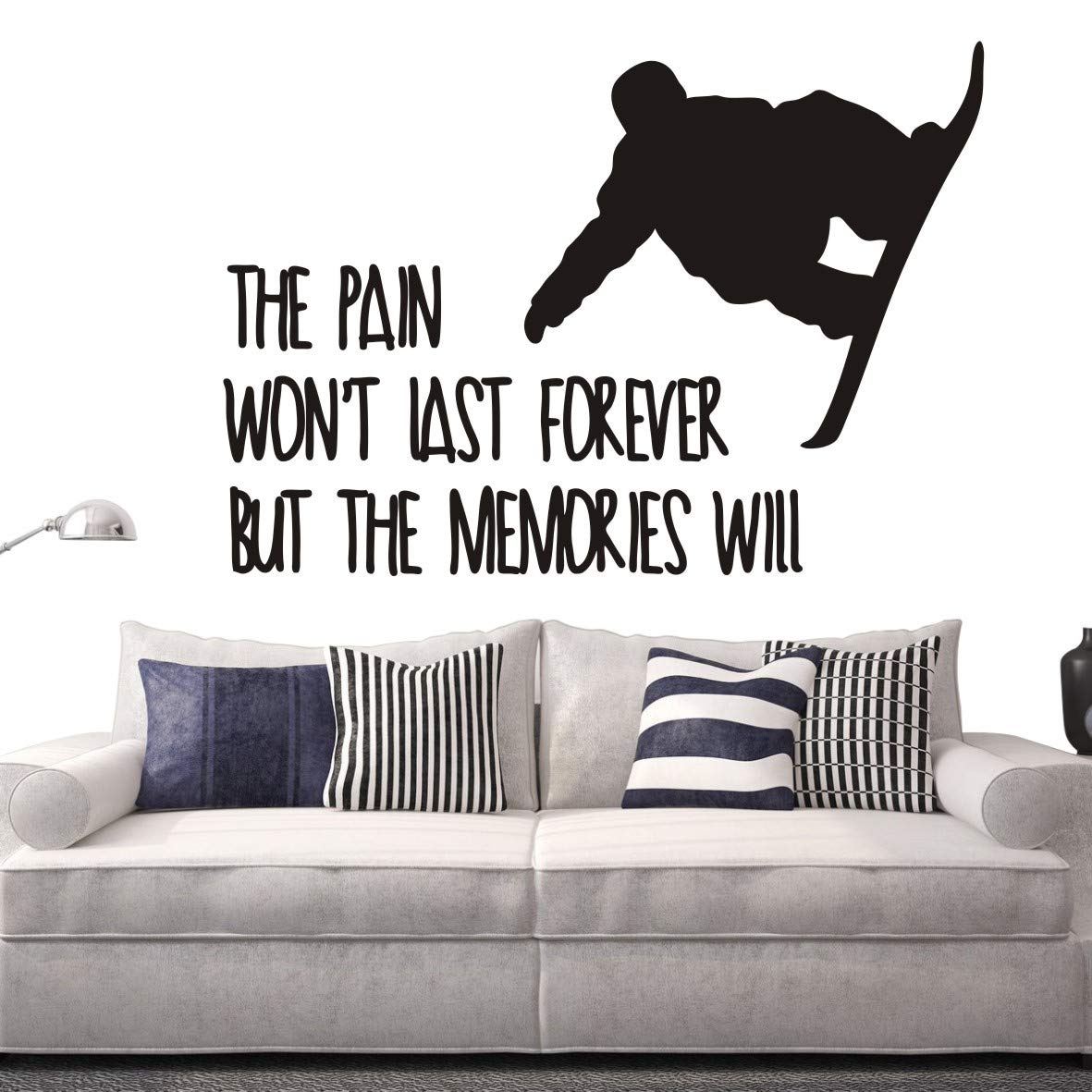 Snowboard Wall Sticker - Sports Decor for Boys - 57x80cm Black - Perfect for Bedroom & Game Room