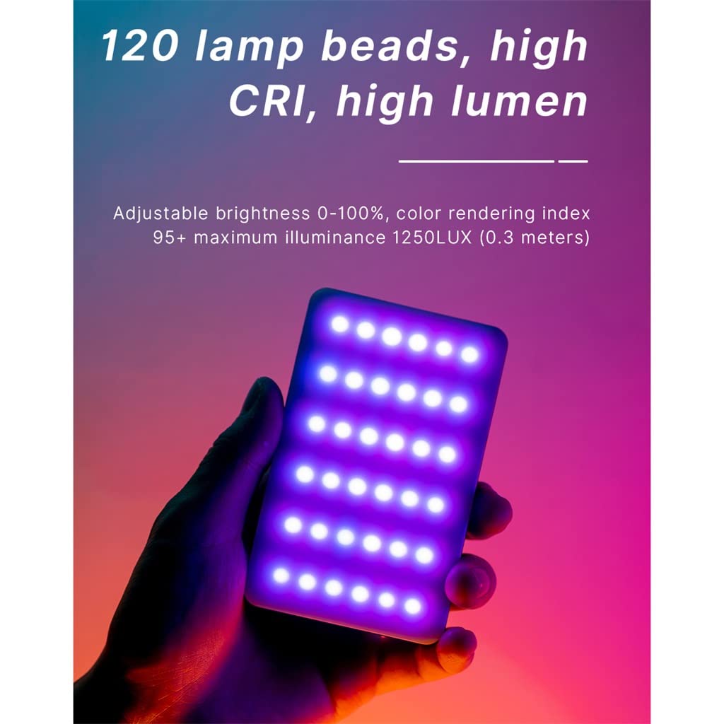 NANZU Mini RGB Video Light with Screen Diffuser - Portable Camera Monitor & Smartphone Selfie Light for YouTube, TikTok, Vlogging & Photography