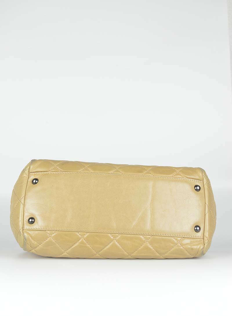 Chanel Matelassé Leather Beige Shopping Tote Bag - Luxury Designer Handbag for Women, Perfect for Work, Travel & Everyday Use