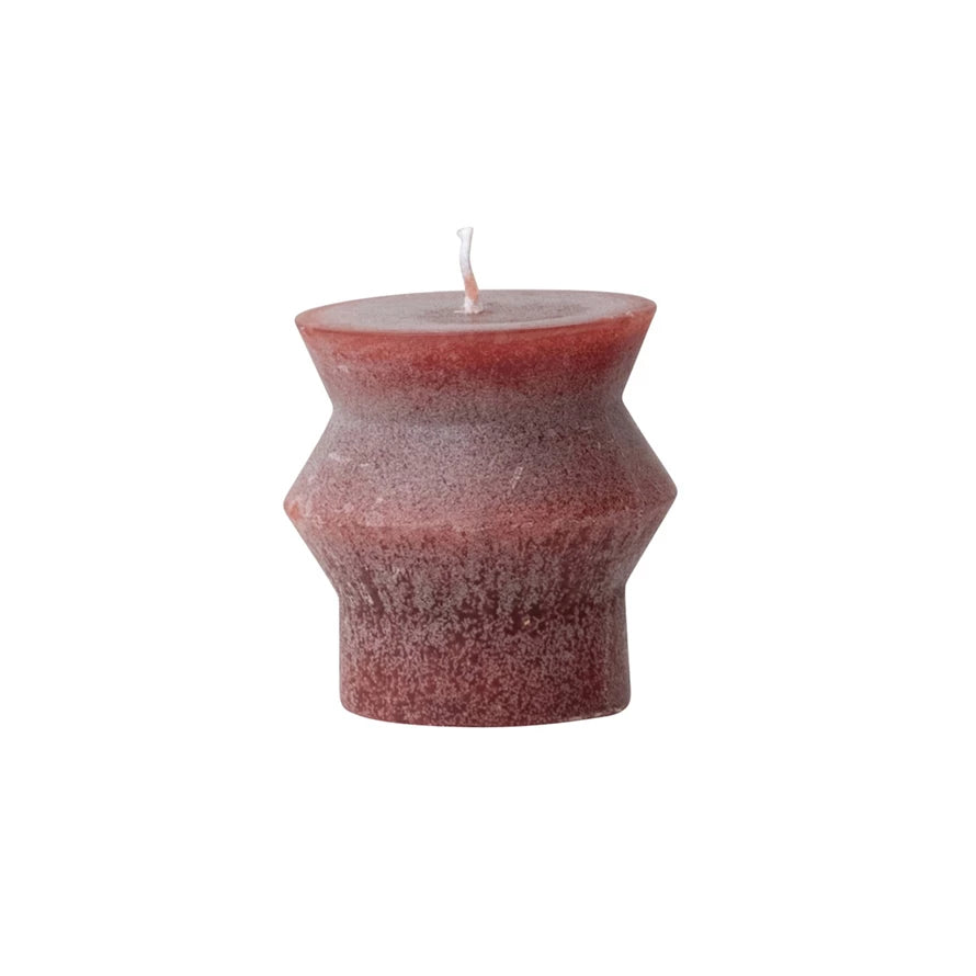 Handmade Cranberry Scented Small Totem Pillar Candle - Natural Soy Wax for Home Decor, Meditation & Romantic Dinner Ambiance