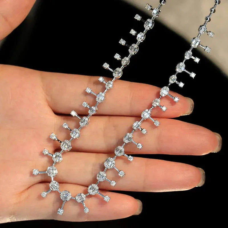 18K White Gold Diamond Necklace for Women - 2.6 Carat Real Natural Diamond Luxury Pendant with Sky Star Design - Perfect for Engagement, Wedding, Anniversary & Special Occasions