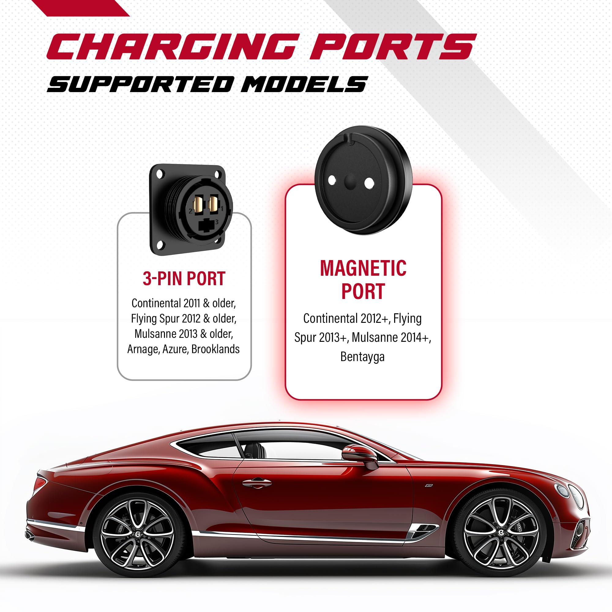 Premium JMR Battery Charger for Bentley Continental GT, Bentayga, Flying Spur & Mulsanne - Smart Trickle Charger with Magnetic Port & Lithium Mode - Perfect for Winter Storage & Long-Term Vehicle Maintenance
