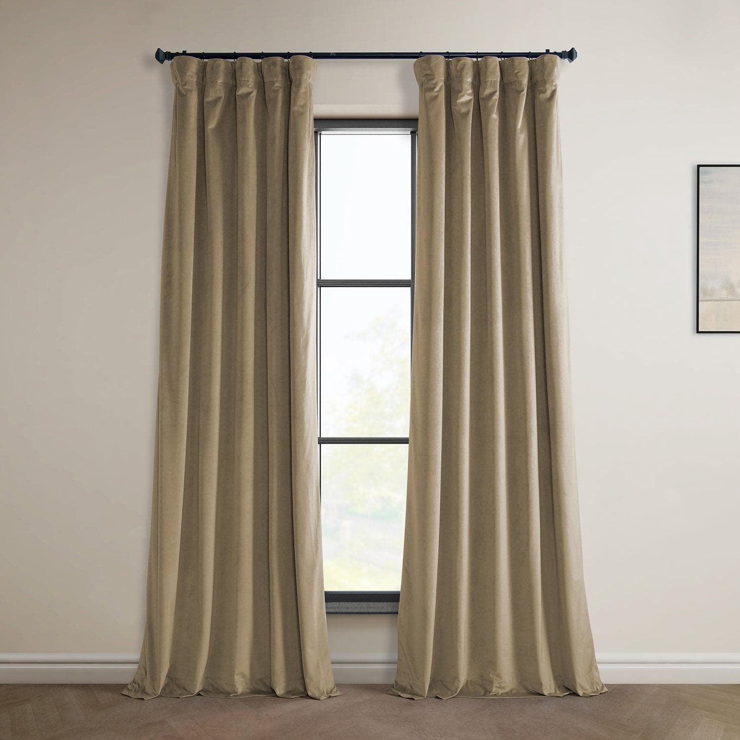 Luxury Taupe Velvet Blackout Curtains for Bedroom - Heritage Plush Thermal Insulated Drapes with Room Darkening, Noise Reducing & Energy Saving - Perfect for Living Room, Nursery & Home Theater