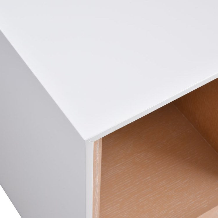 Evans 20 x 25 Inch Accent Table in White & Light Oak - Perfect for Living Room, Bedroom, or Entryway Decor