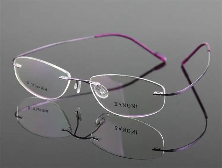 Brightzone Women's Rimless Square Screwless Titanium Eyeglasses - Lightweight & Durable Glasses for Work, Reading & Everyday Use