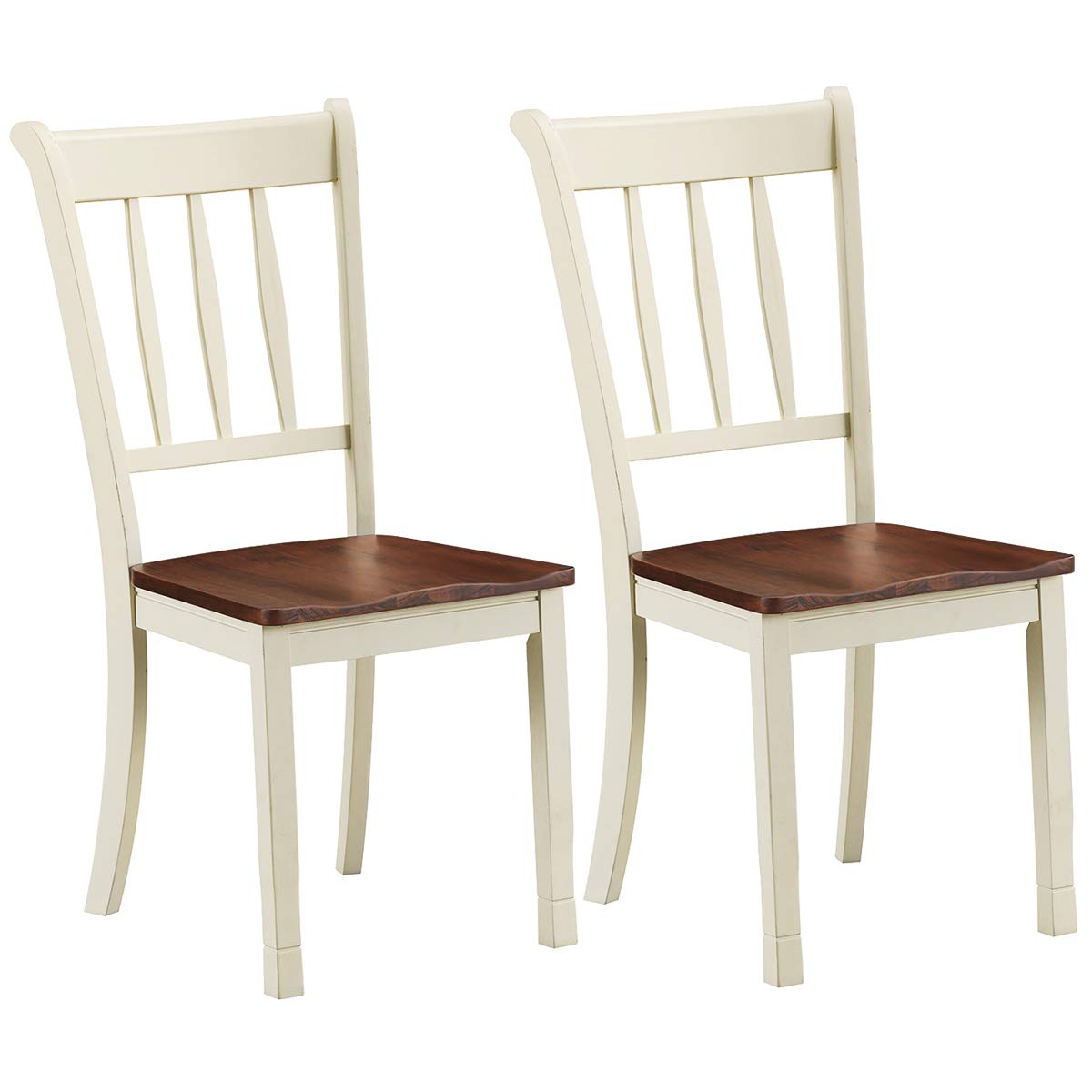 Giantex Solid Rubber Wood Dining Chairs Set of 2 - Armless Kitchen Chairs with Sturdy Frame, Easy Assembly Side Chairs for Farmhouse Dining Room - Perfect for Kitchen, Breakfast Nook & Small Space Dining