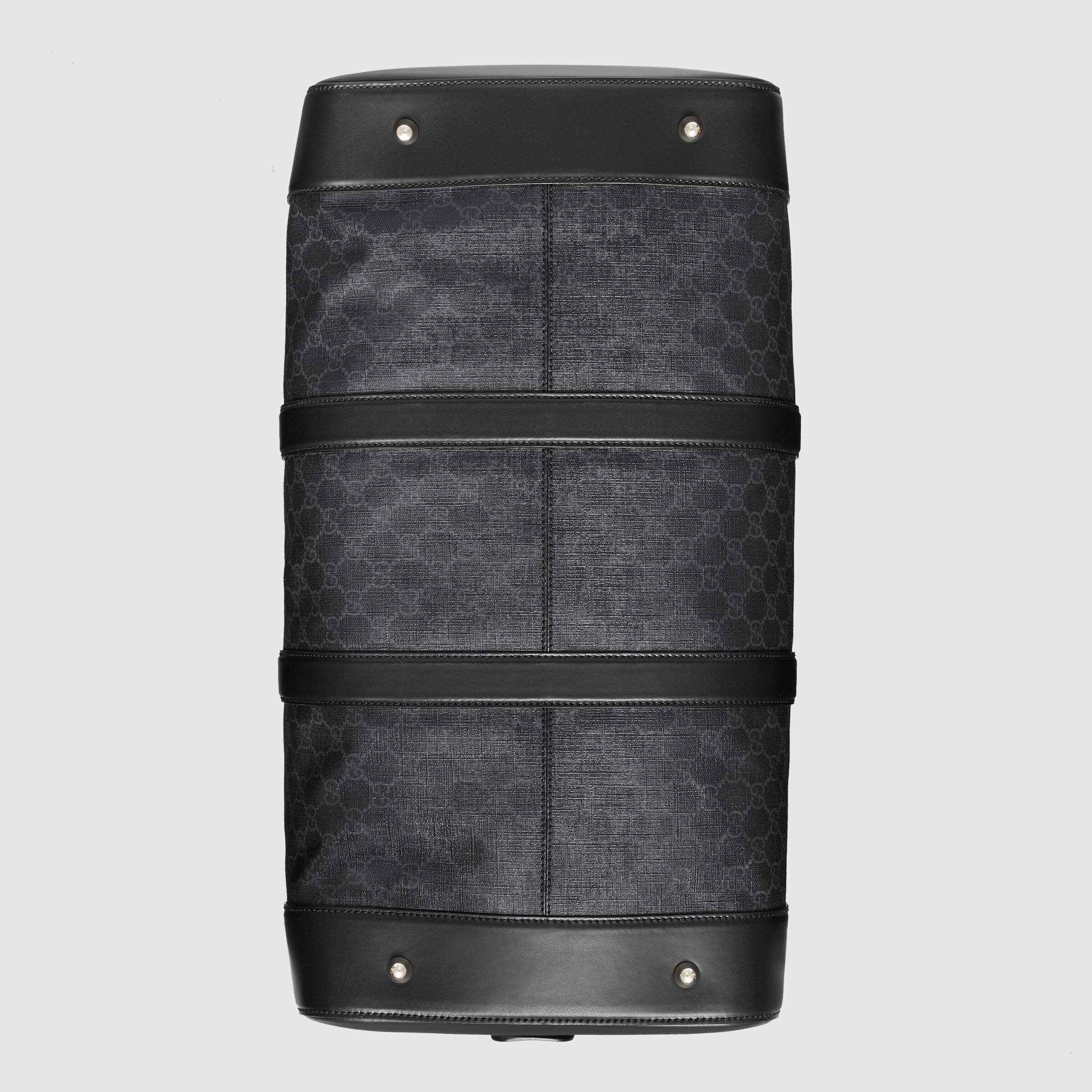 Gucci GG Supreme Soft Carry On Duffle Bag - Black & Grey Travel Duffel for Men & Women - Perfect for Weekend Trips, Gym, and Business Travel