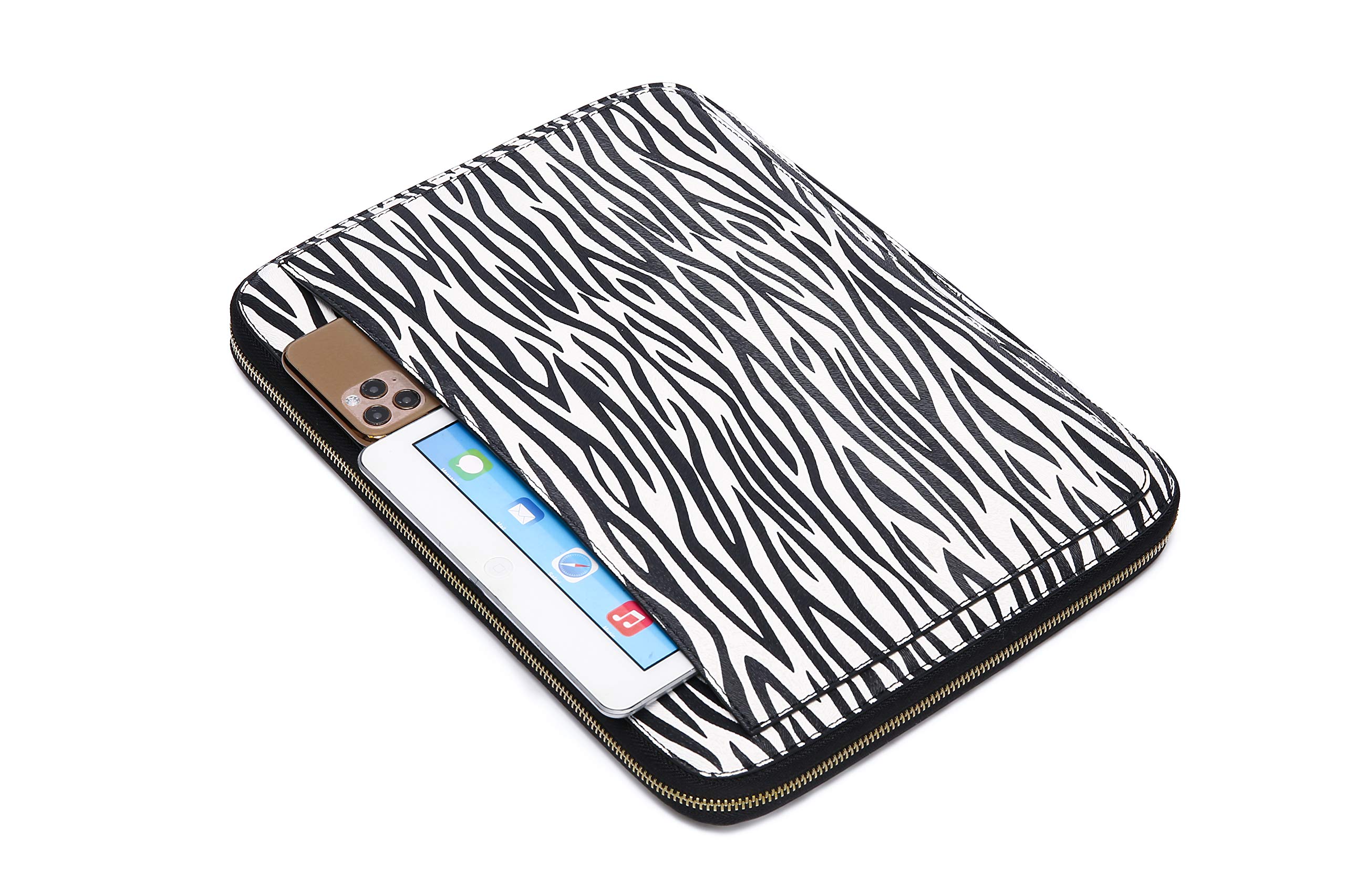 Premium 13 Inch Laptop Sleeve - Shock-Absorbent Vegan PU Leather Case with Daisy Rose & Zebra Print - Protective Cover for MacBook Air/Pro, Chromebook - Perfect for Work, Travel & School Accessories