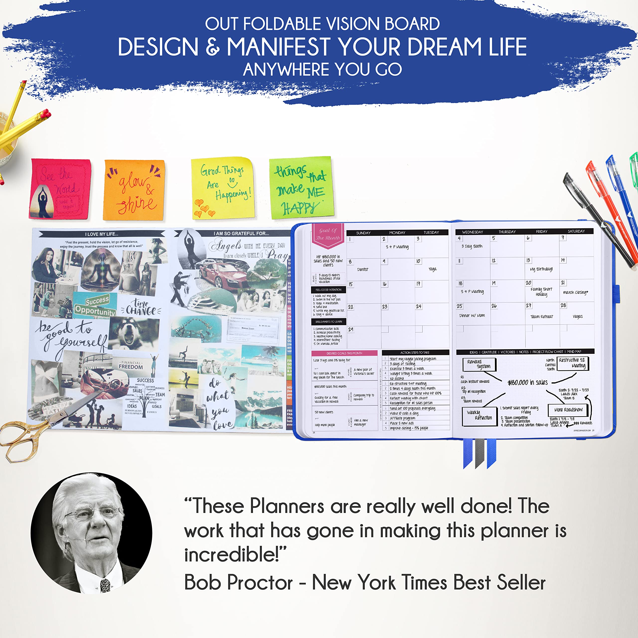2025 Law of Attraction Planner - Hourly Weekly Monthly Goal Setting Organizer | 12-Month Productivity Journal with Gratitude Tracker, Foldable Vision Board, Stickers & Gift Box | Perfect for Manifestation, Self-Improvement & Daily Planning
