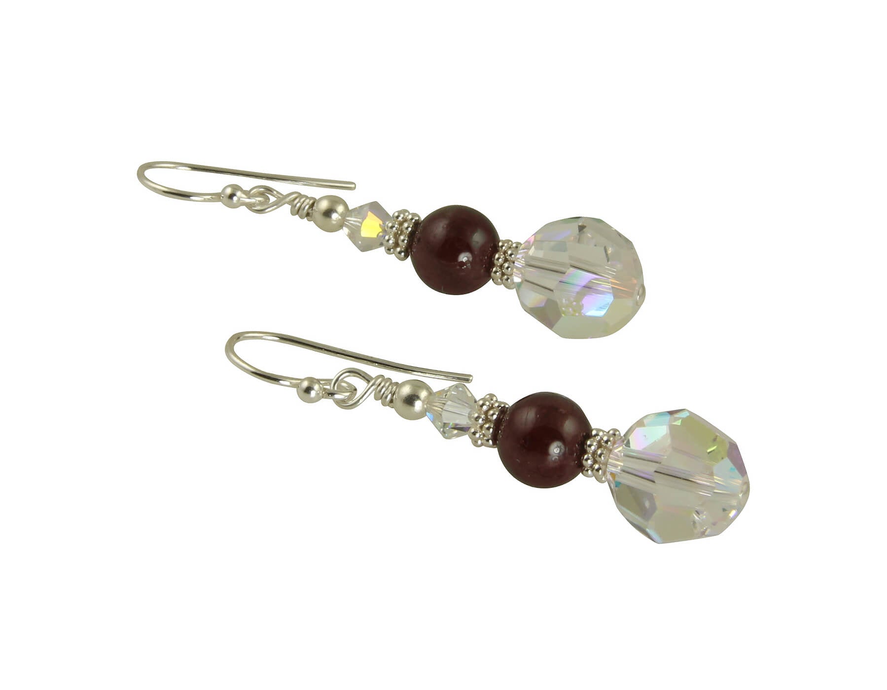 Garnet Gemstone Crystal Beaded Earrings for Women | Handmade Dangle Jewelry | Perfect for Parties, Weddings & Everyday Wear