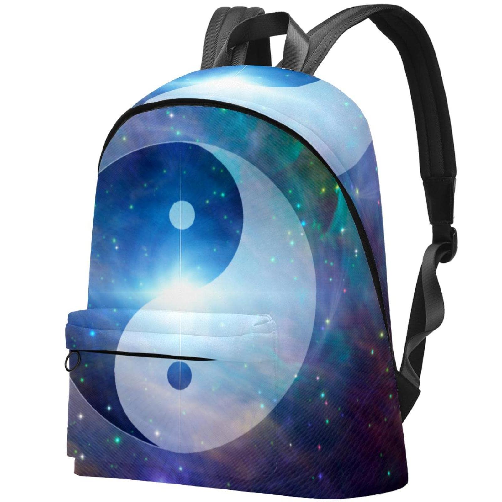 Stylish Canvas Backpack for College & Travel - Yin Yang Universe & Gossip Print Unisex Backpack for Women & Men | Perfect for School, Commuting & Weekend Getaways