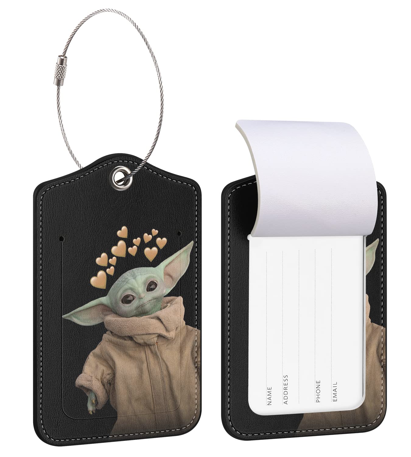 Cute Anime Cartoon Luggage Tags for Suitcases - Large Leather Name ID Tags for Travel Bags (Little Heart Yo) - Perfect for Kids, Women, Girls & Men - Fun & Colorful Travel Accessories for Airports, Vacations & Business Trips