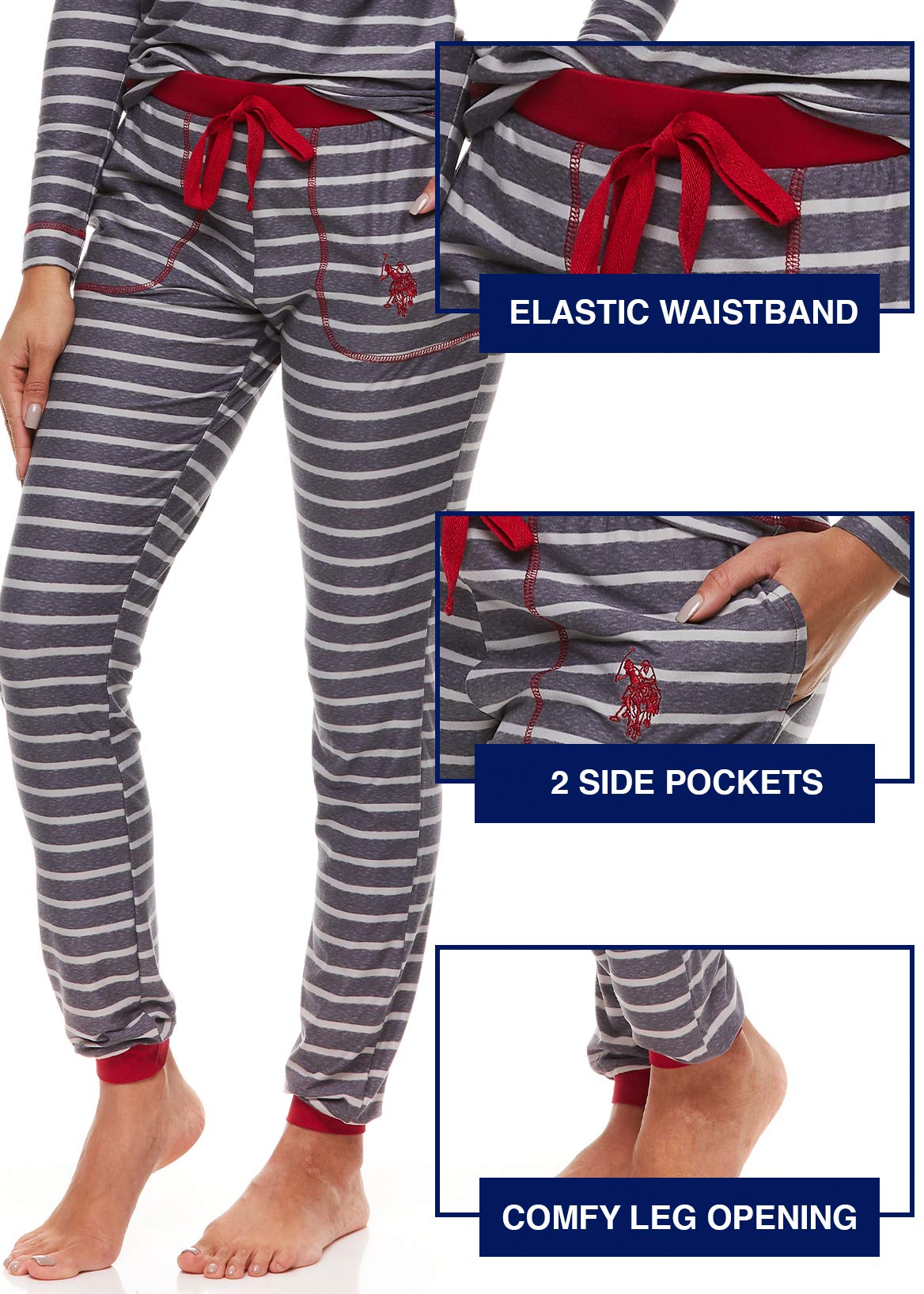 U.S. Polo Assn. Women's 2-Piece Pajama Set - Soft Cotton Sleepwear for Women - Perfect for Lounging, Sleepovers & Cozy Nights at Home