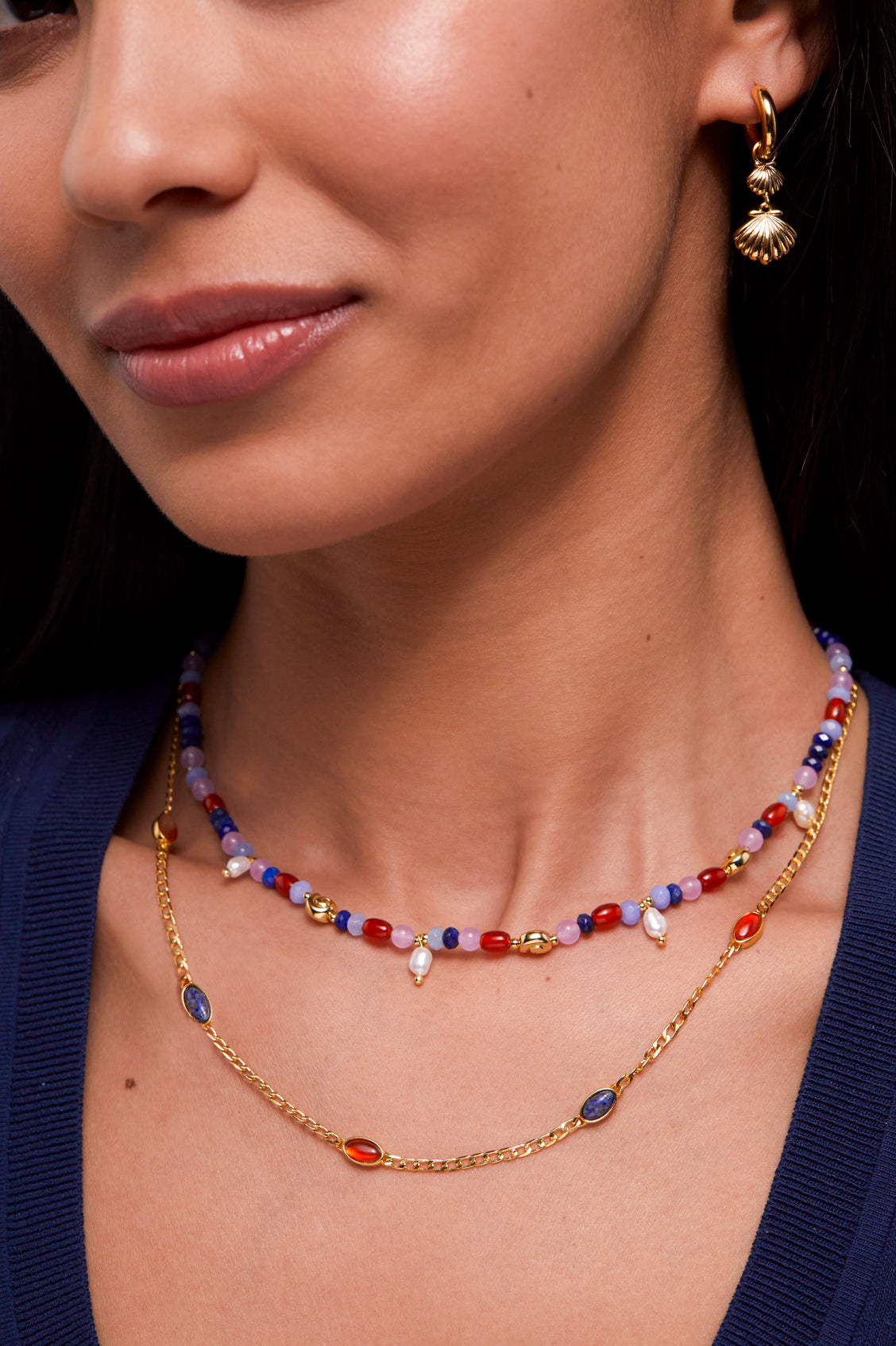 Elegant Pearl Gemstone Shell Necklace - Natural White Shell Jewelry for Women, Perfect for Beach Weddings & Summer Fashion Accessories