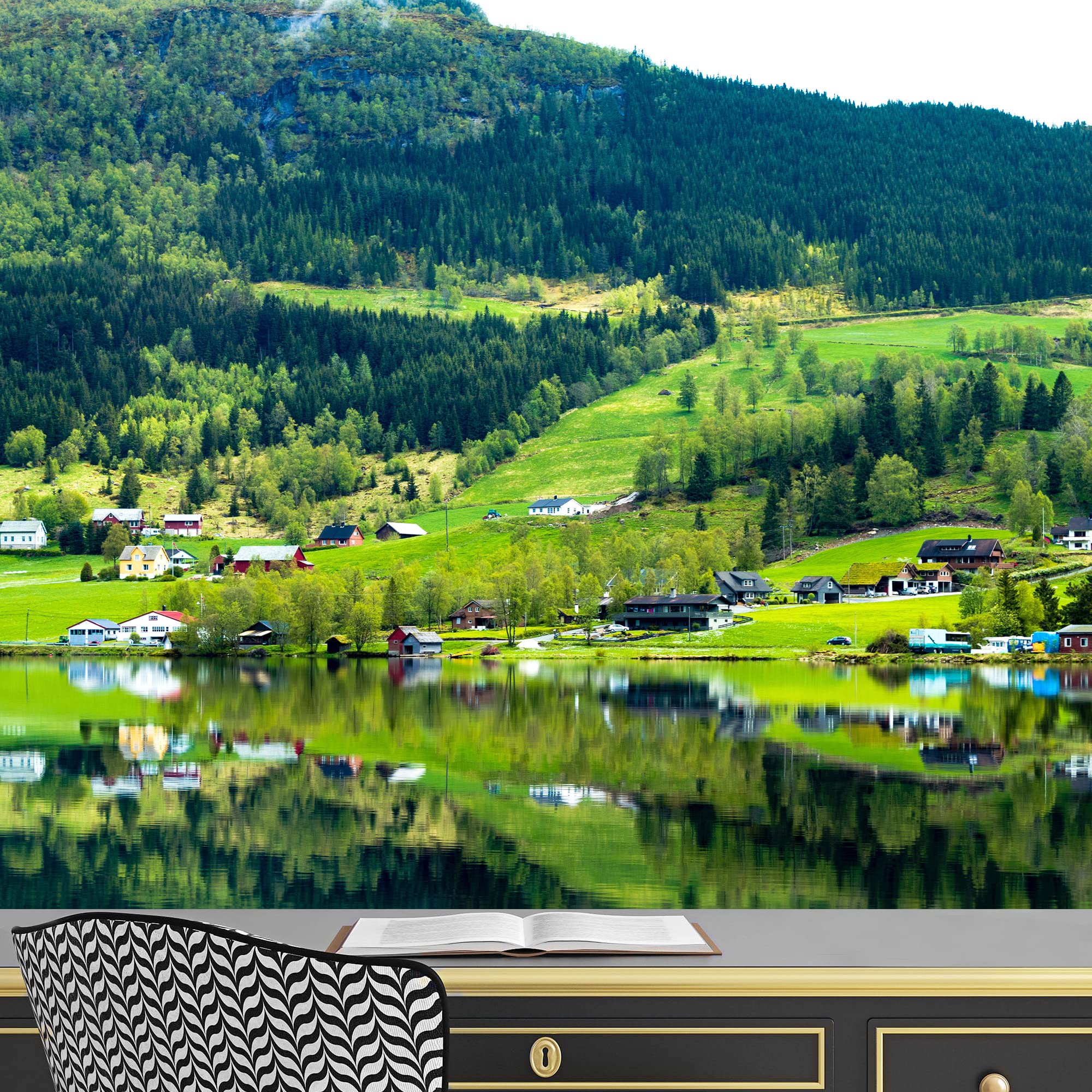IDEA4WALL Nature Norway Landscape Wall Mural - 100x144 Inch Large Removable Peel & Stick Wallpaper for Bedroom Decor | Beautiful Scenic Wall Sticker for Home, Office & Nursery