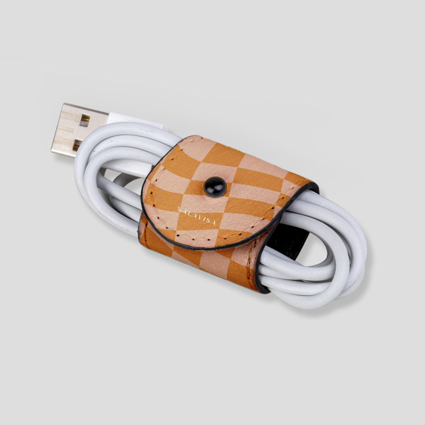 Orange Wave Checkered Eco-Friendly Reusable Gift Wrap Cord - Perfect for Birthday Presents, Christmas Gifts & Party Decorations