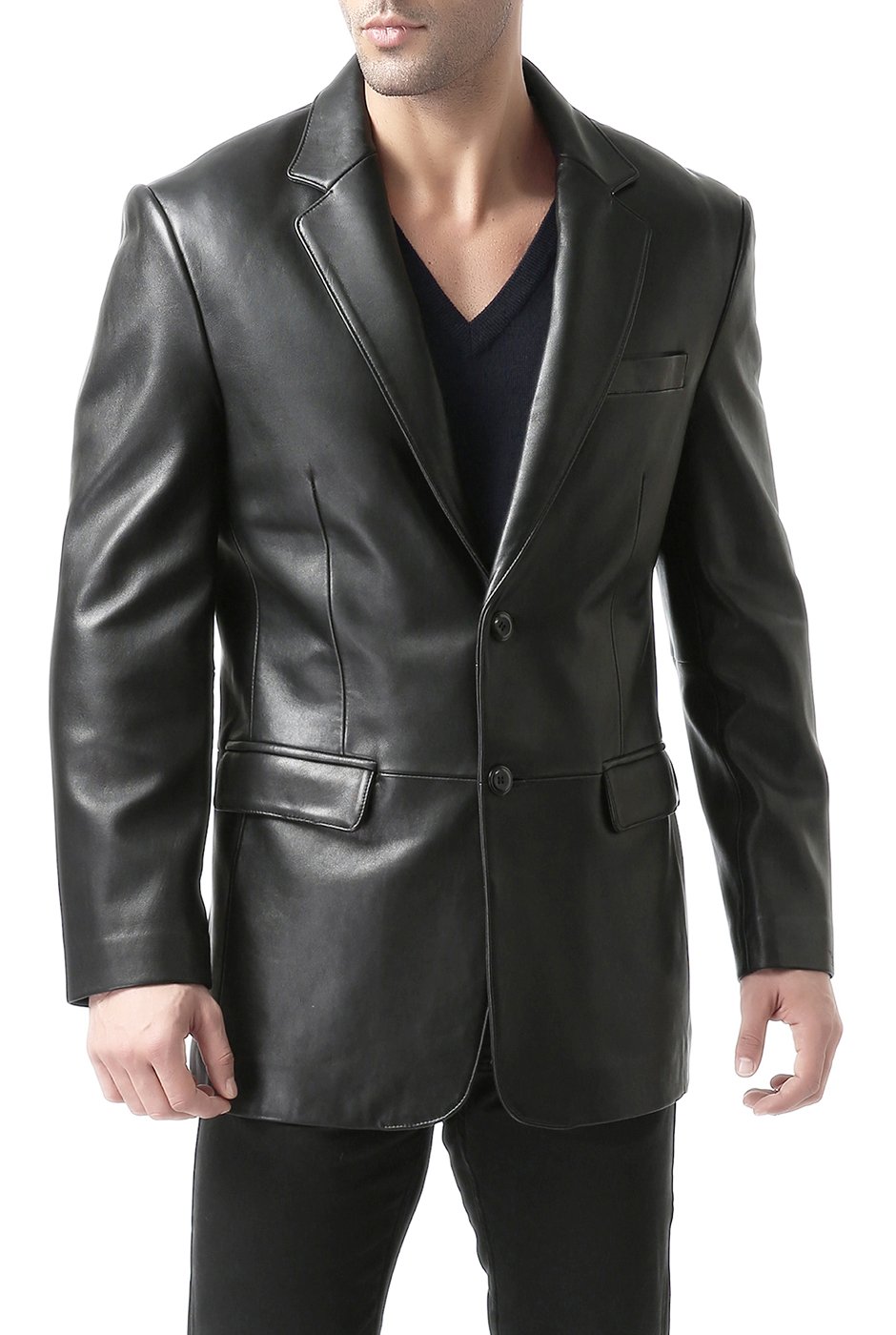 BGSD Men's Richard Classic Leather Blazer - Lambskin Sport Coat Jacket for Business & Casual Wear (Regular, Big & Tall, Short Sizes) | Perfect for Office, Weddings & Formal Events