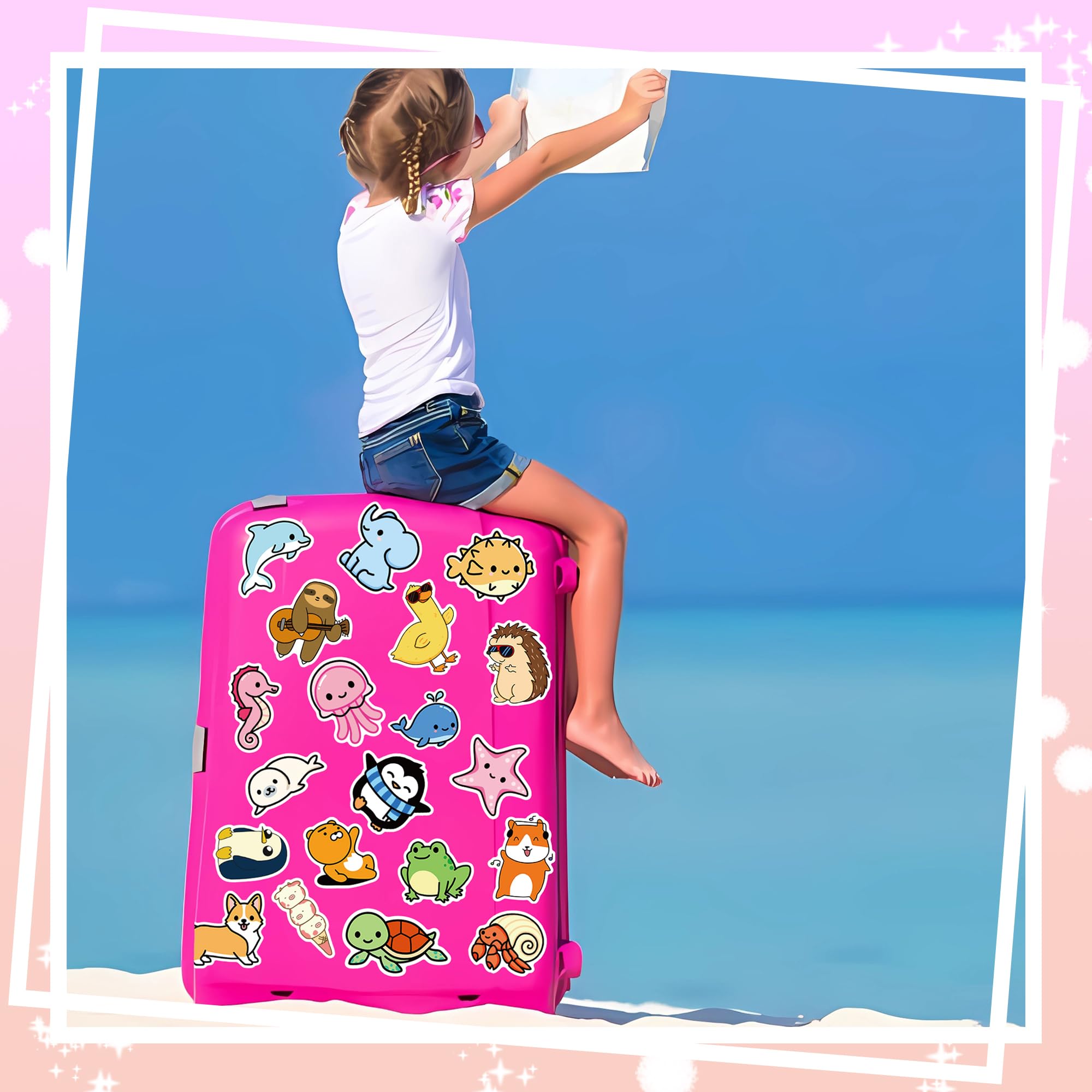 100 Pcs Cute Animal Stickers Pack - Kawaii Vinyl Decals for Teens, Girls & Boys - Perfect for Laptops, Water Bottles, Journals & DIY Crafts