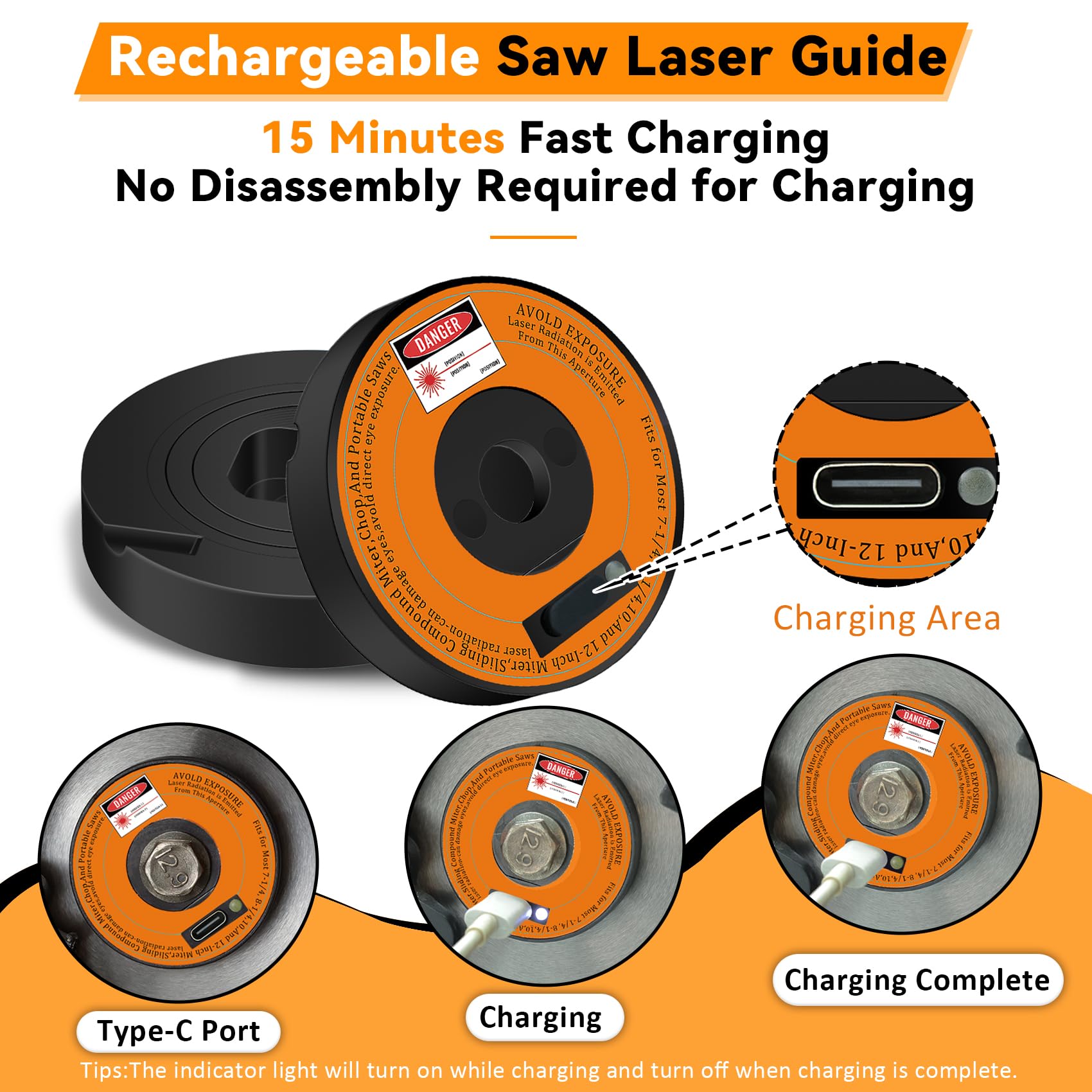 Rechargeable Miter Saw Laser Guide for 7-14