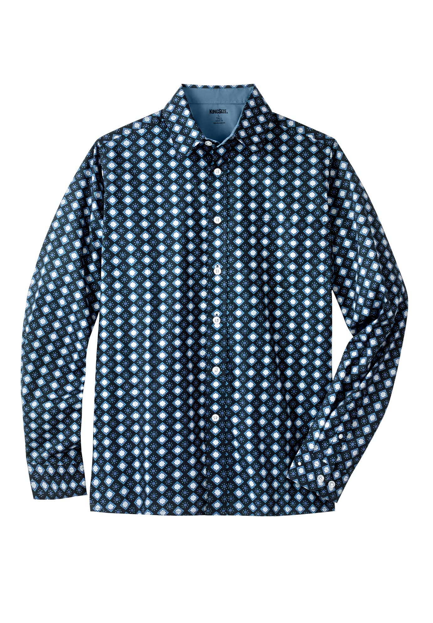 KingSize Men's Big & Tall No-Tuck Casual Shirt - Comfortable Long Sleeve Button Down for Work & Relaxation