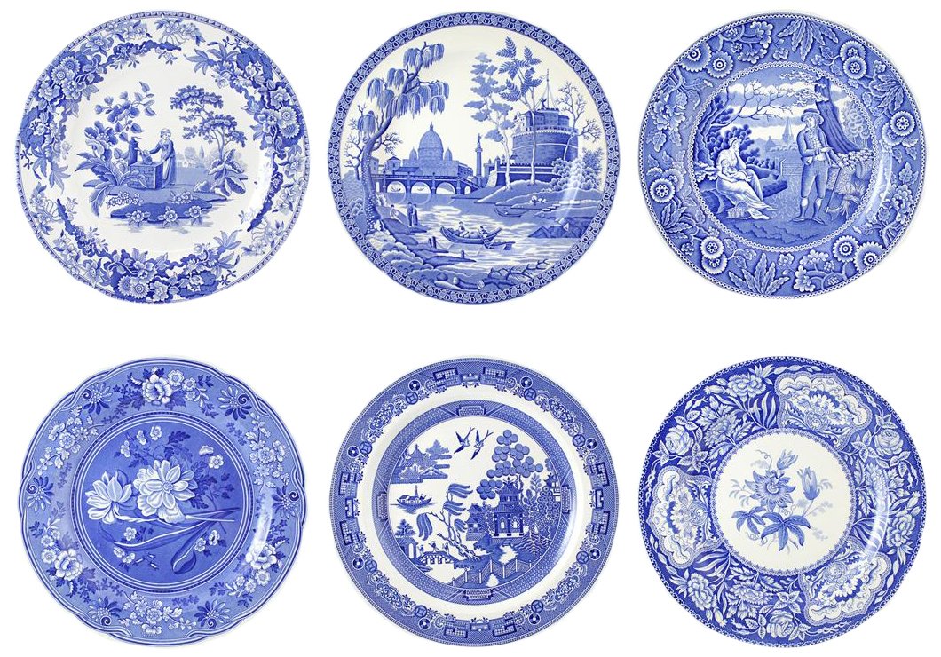 Spode Blue Room Collection Fine Earthenware Dinner Plates Set of 6 - 10.5 Inch Microwave & Dishwasher Safe Salad, Pasta & Appetizer Plates - Made in England (Georgian) - Perfect for Formal Dining, Holiday Entertaining & Everyday Use