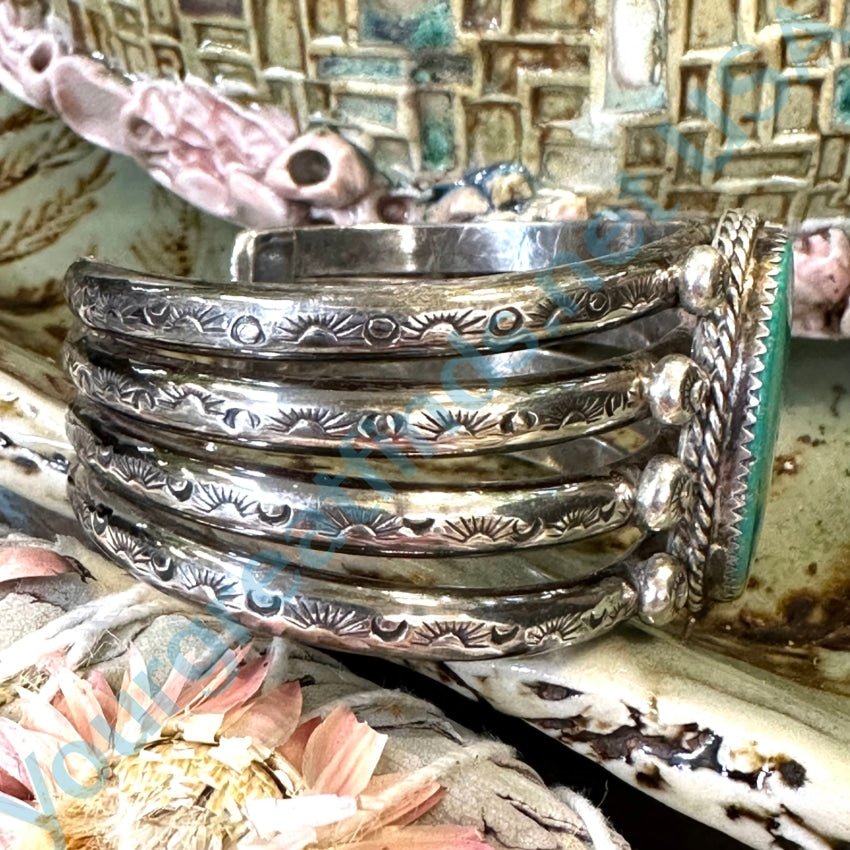 Sterling Silver Turquoise Raindrop Bracelet - Authentic Navajo Jewelry by Sonny Spruce (1999) - Perfect for Boho Fashion & Southwest Style Accessories