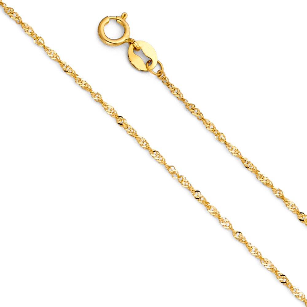 14K Yellow Gold Egyptian Queen Nefertiti Charm Pendant with 0.9mm Singapore Chain Necklace - Elegant Jewelry Gift for Women, Perfect for Weddings, Parties and Special Occasions