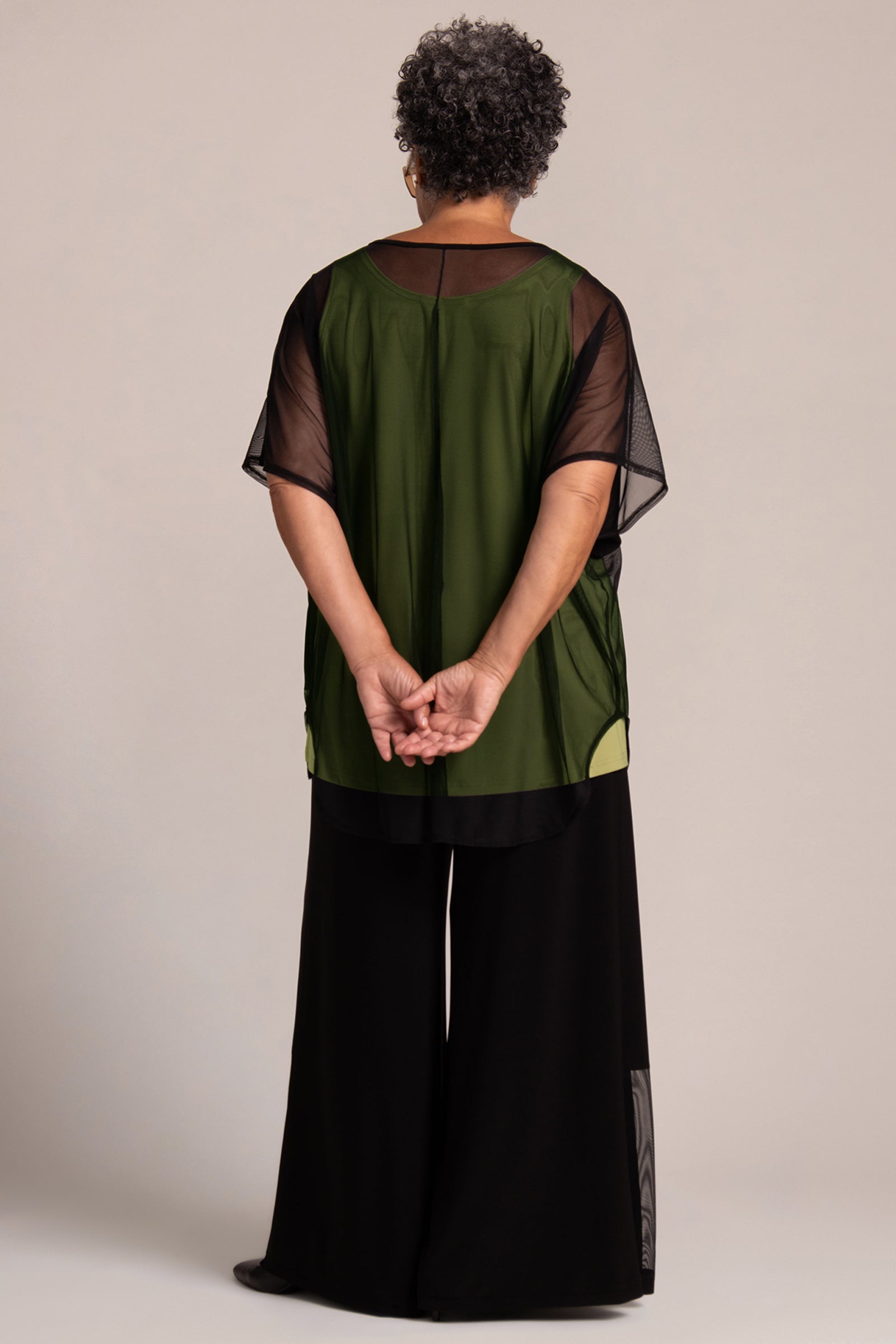 Fusion Split Back Tunic Top for Women - Elegant Black Long Sleeve Blouse | Perfect for Office Wear, Casual Outfits, and Special Occasions