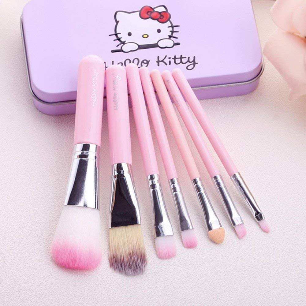 Sloane 7-Piece Makeup Brush Set with Storage Box & Beauty Blender Sponge - Professional Foundation Powder Puff for Flawless Face Makeup Application | Perfect for Daily Use, Travel & Makeup Artists