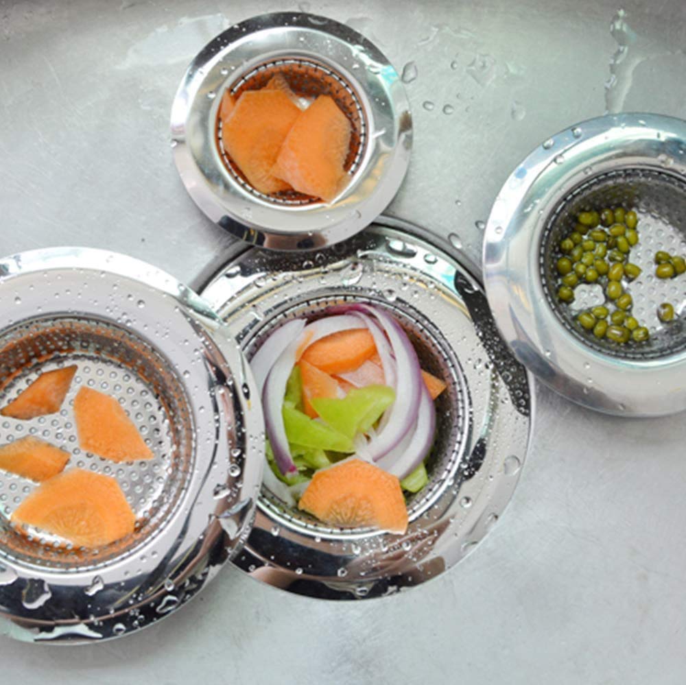 4 Pack Stainless Steel Kitchen Sink Drain Strainer - 4.5 Inch Food Catcher Basket with Fine Mesh for Kitchen, Bathroom & Lavatory Sinks - Prevents Clogs & Catches Hair - Perfect for Home, Restaurant & Commercial Use